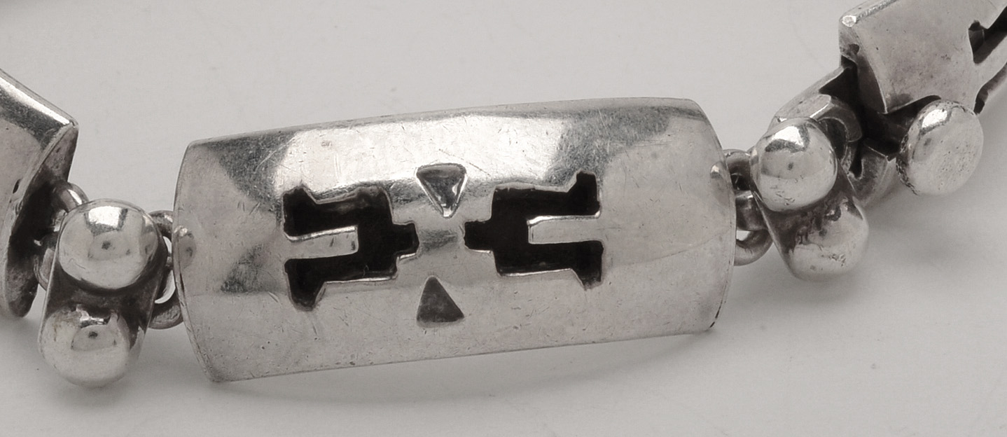 Vintage Taxco Mexico Sterling Silver Shadowbox Link Bracelet