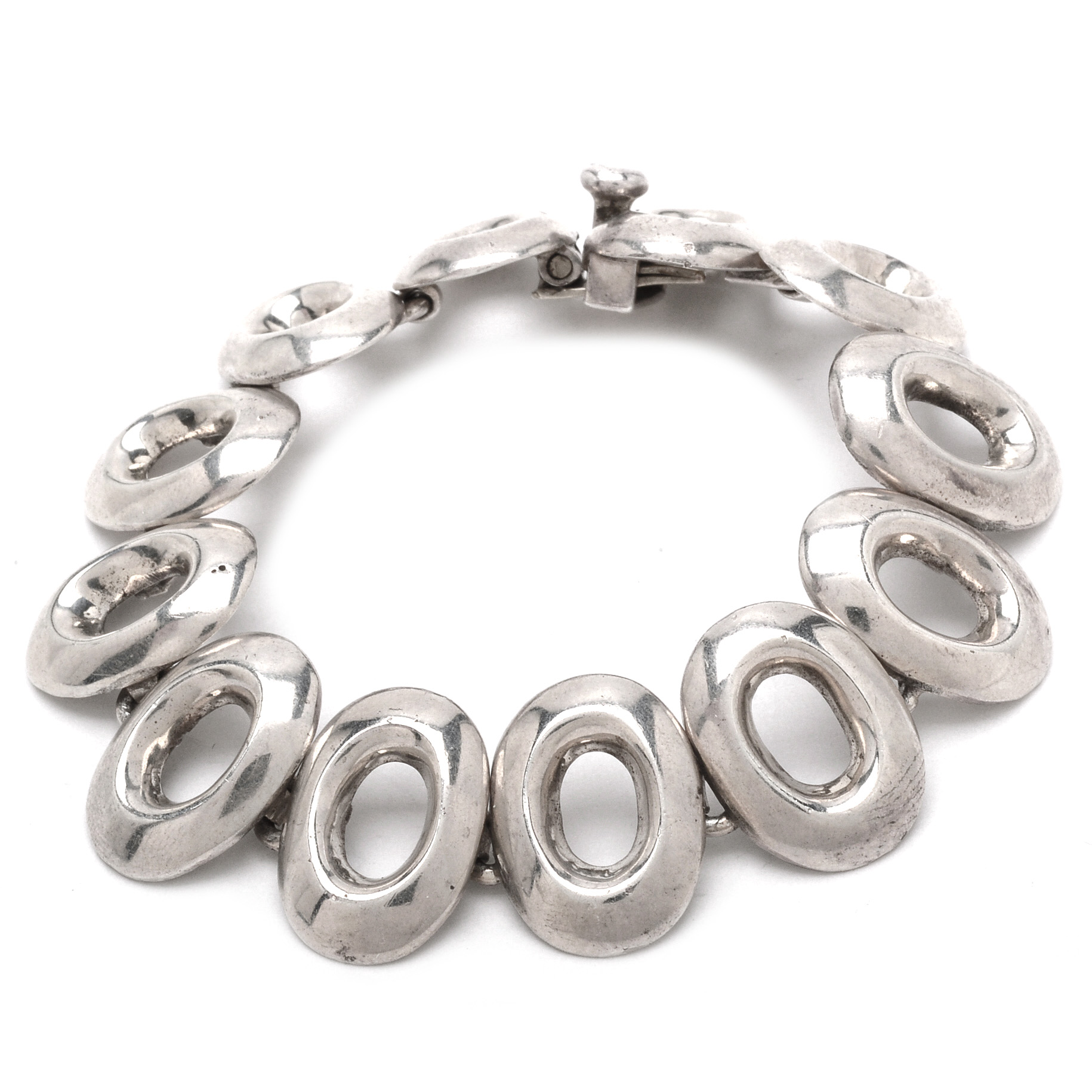 Vintage Modern Taxco Mexico Sterling Silver Link Bracelet