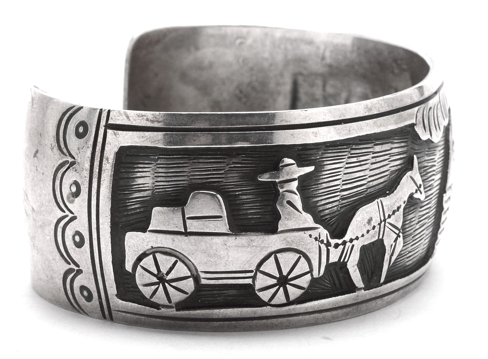 Vintage Mexican Sterling Silver Storyteller Cuff Bracelet