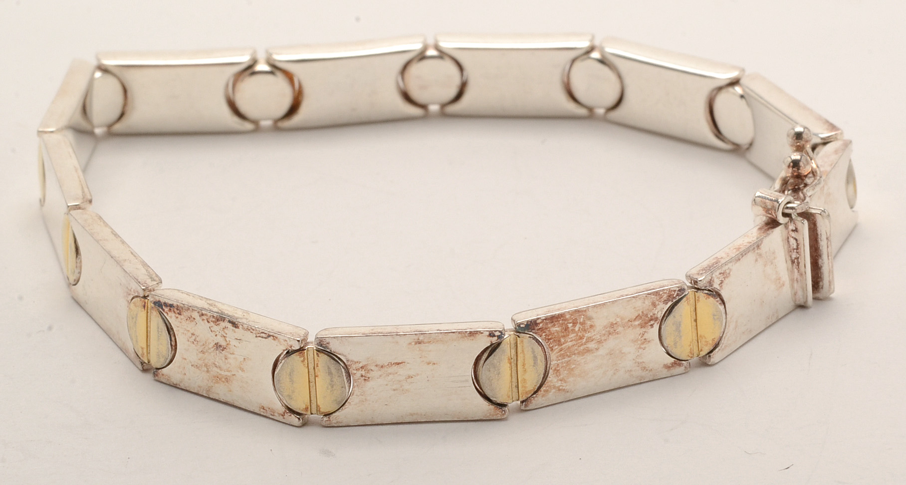 Vintage Milor Sterling Silver Two Tone Link Bracelet