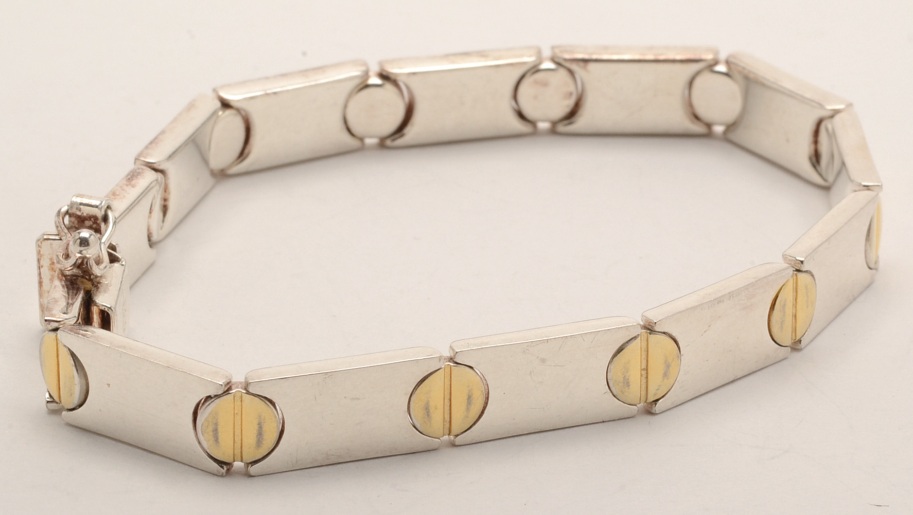 Vintage Milor Sterling Silver Two Tone Link Bracelet