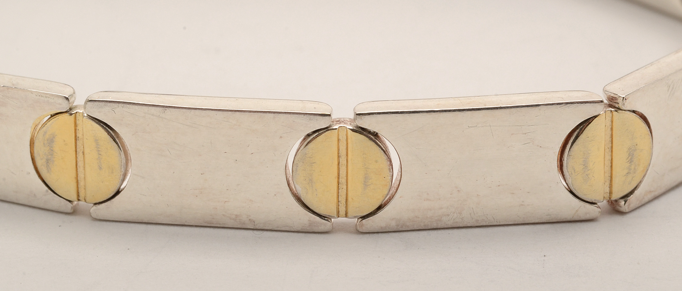 Vintage Milor Sterling Silver Two Tone Link Bracelet