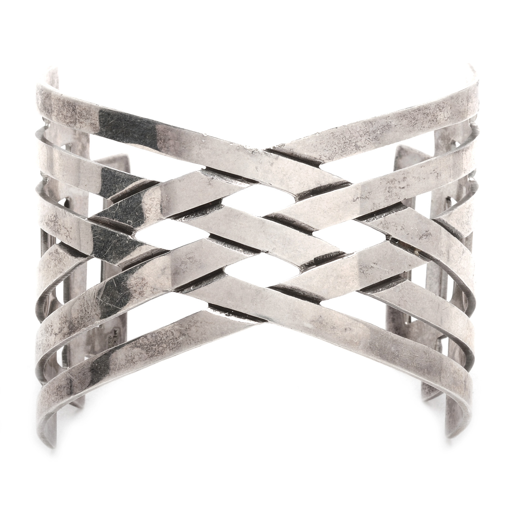 Vintage Mexican Sterling Silver Openwork Cuff Bracelet