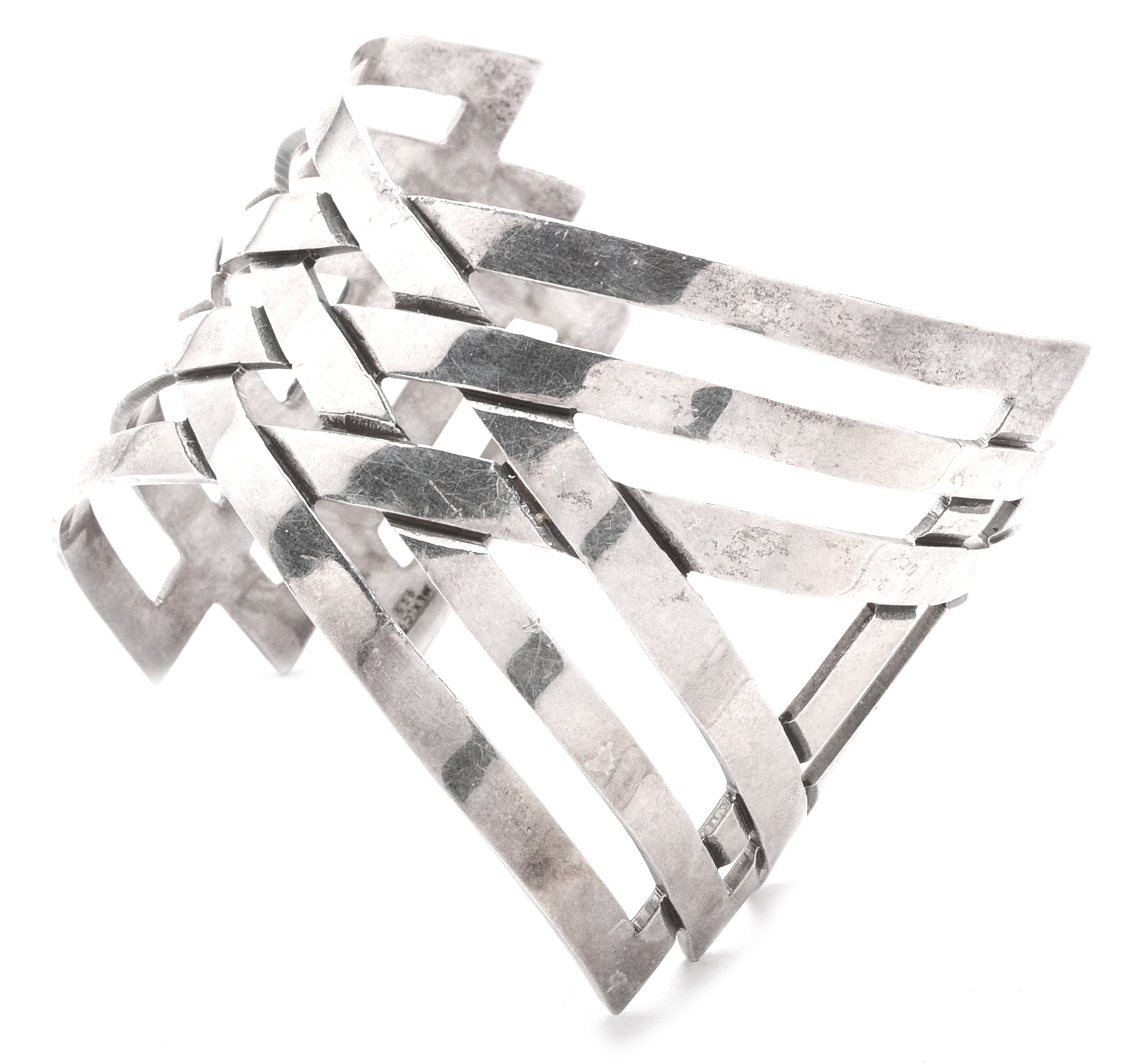 Vintage Mexican Sterling Silver Openwork Cuff Bracelet