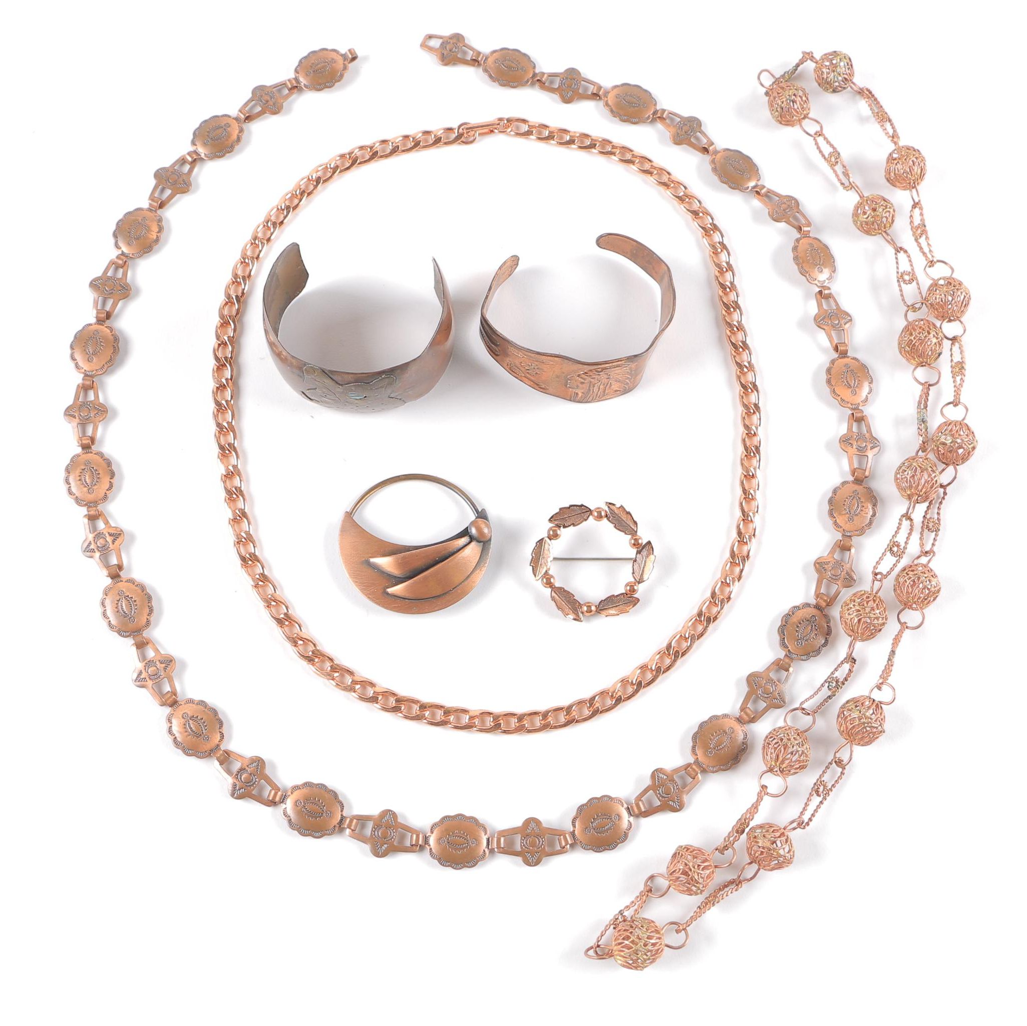 Assorted Copper and Copper Toned Costume Jewelry