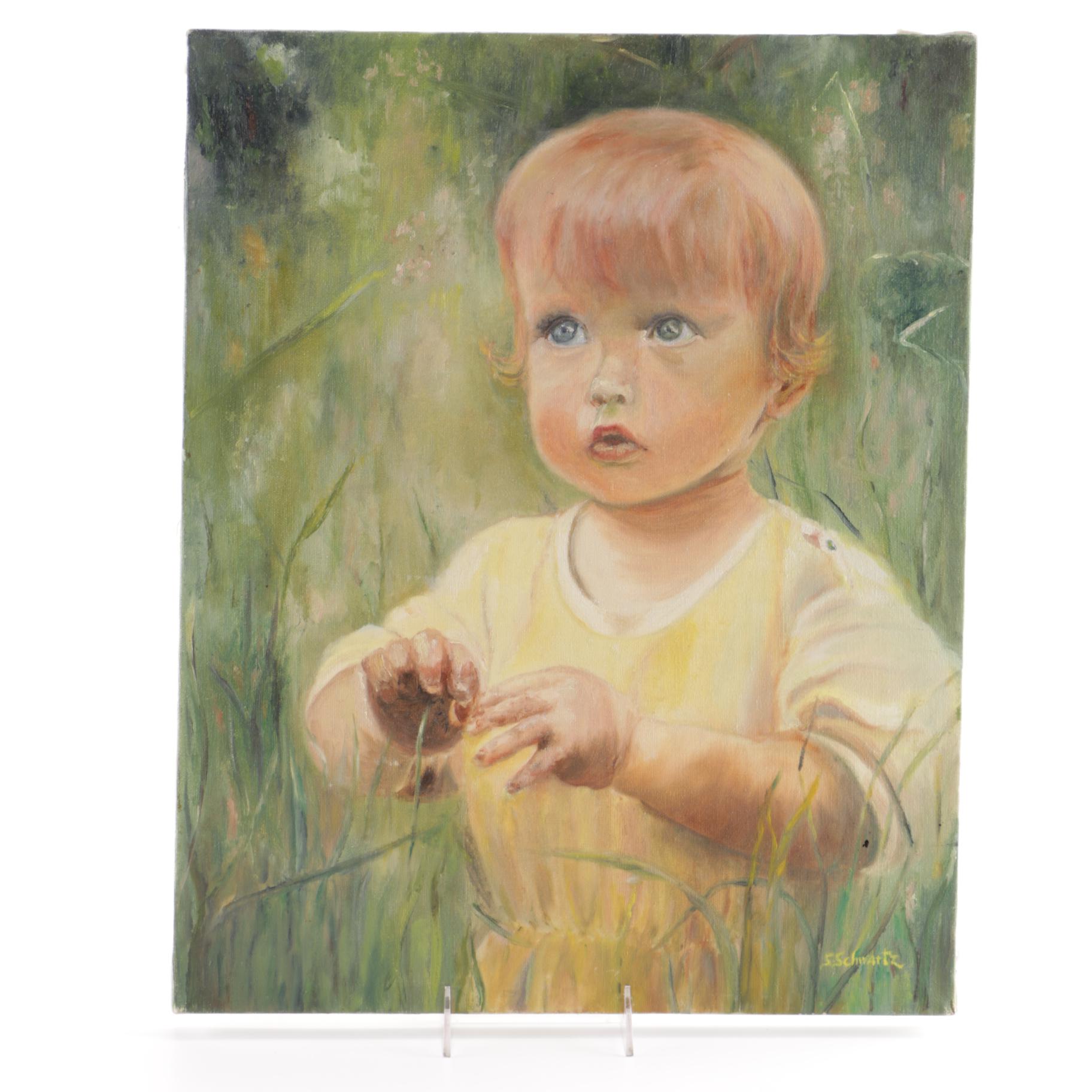 Shirley Schwartz Oil Painting on Canvas of Child