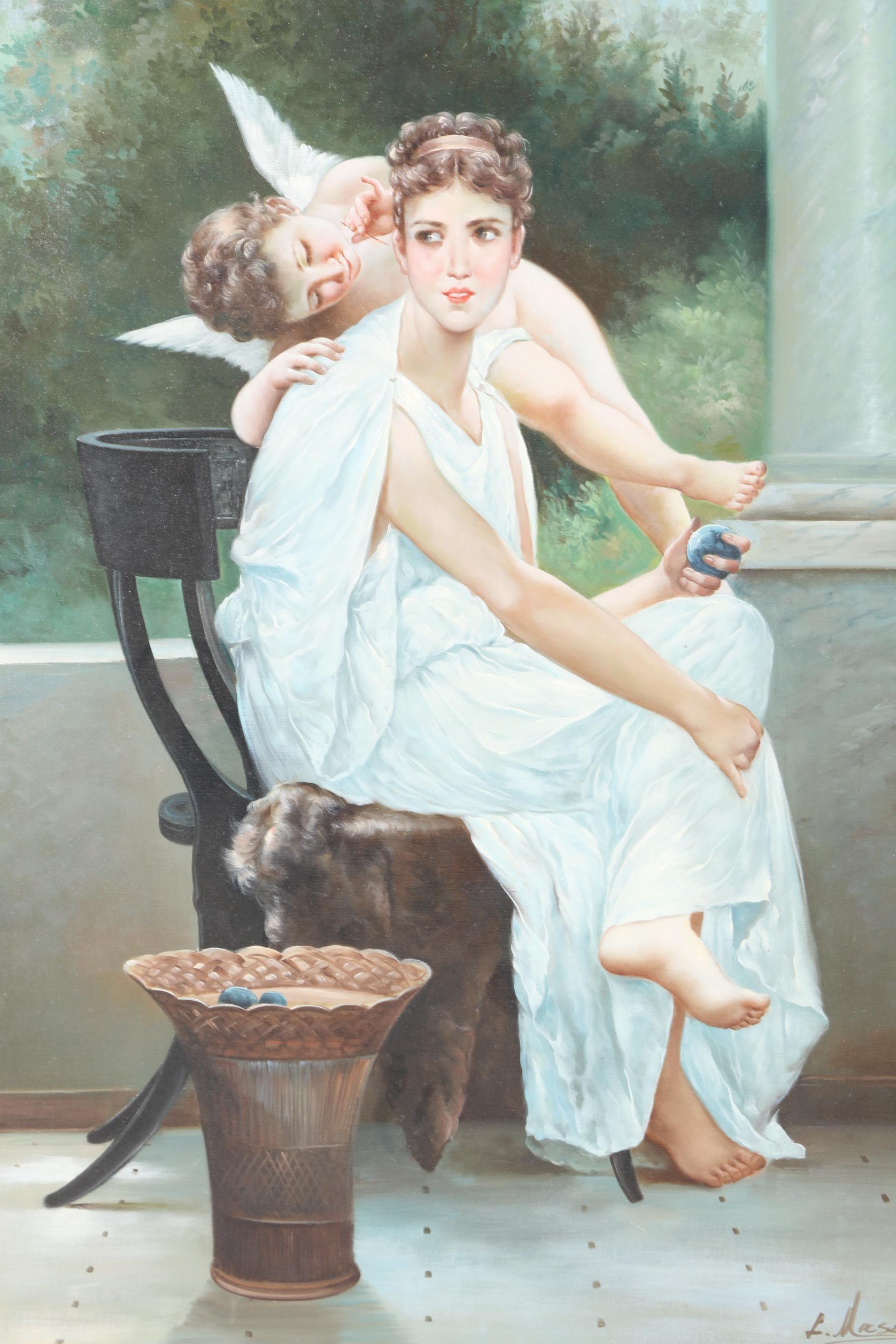 L. Mason Oil on Canvas Painting of Study After Philippe de Champaigne