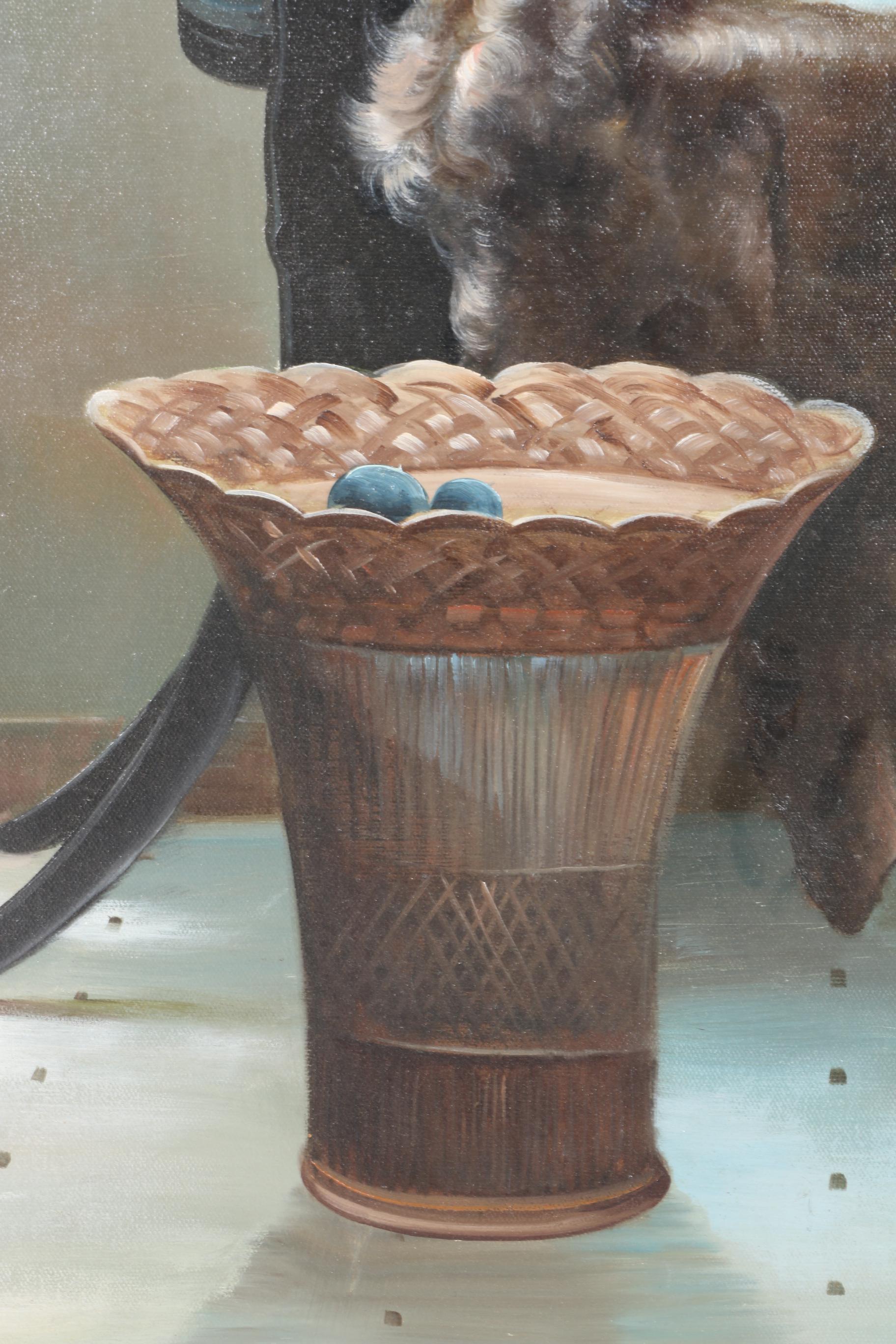 L. Mason Oil on Canvas Painting of Study After Philippe de Champaigne