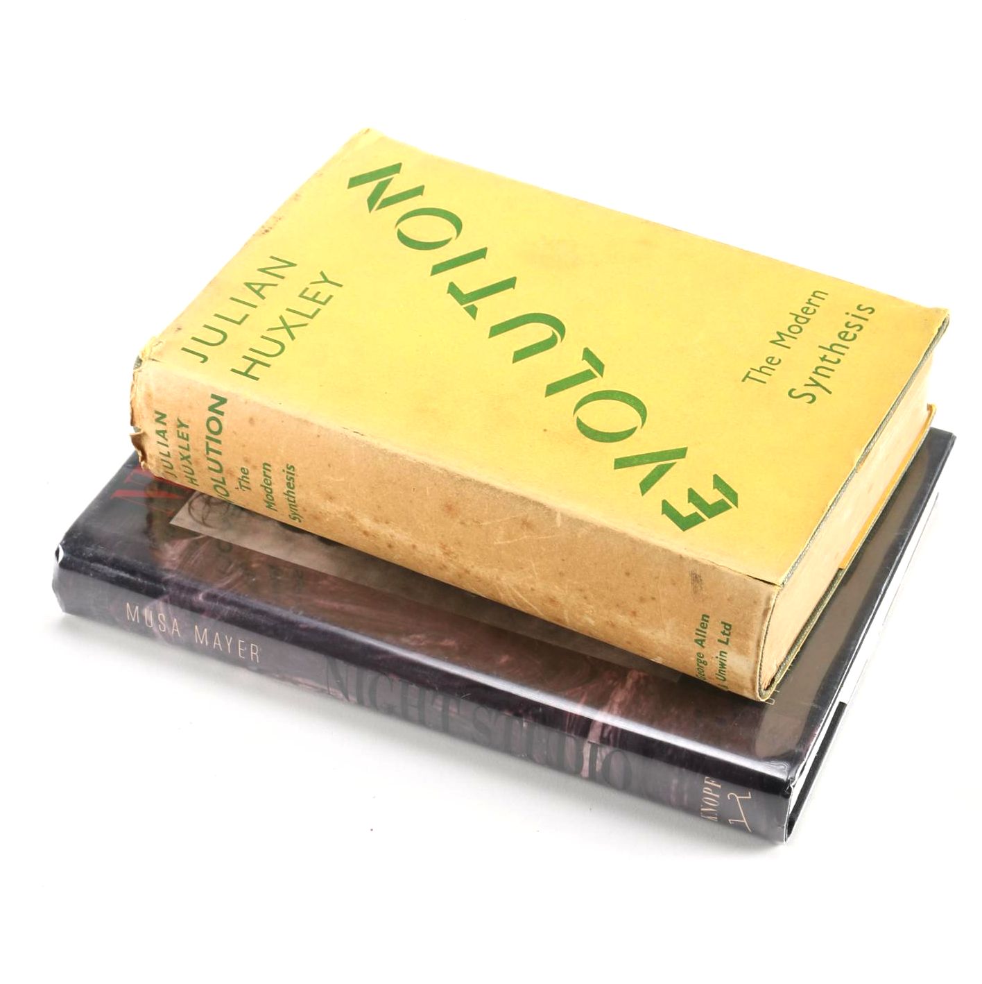 "Evolution: The Modern Synthesis" by Julian Huxley and "Night Studio" by Musa Mayer