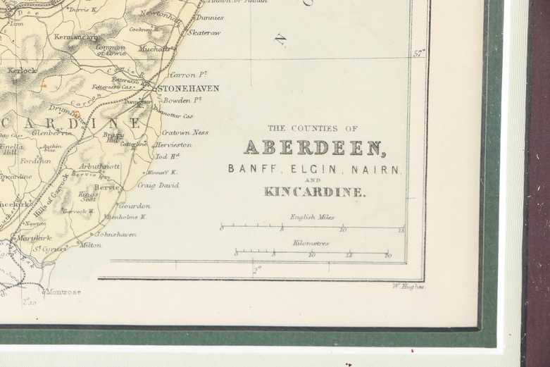 Framed Hand-Colored Etching "Map of Aberdeen"
