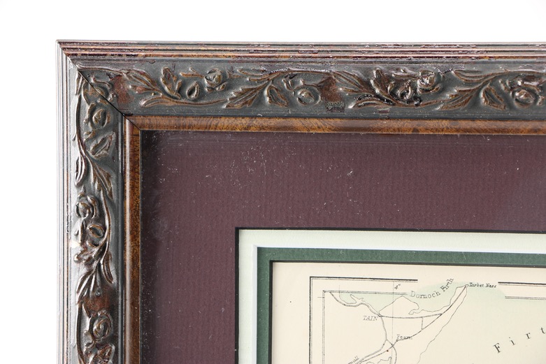 Framed Hand-Colored Etching "Map of Aberdeen"