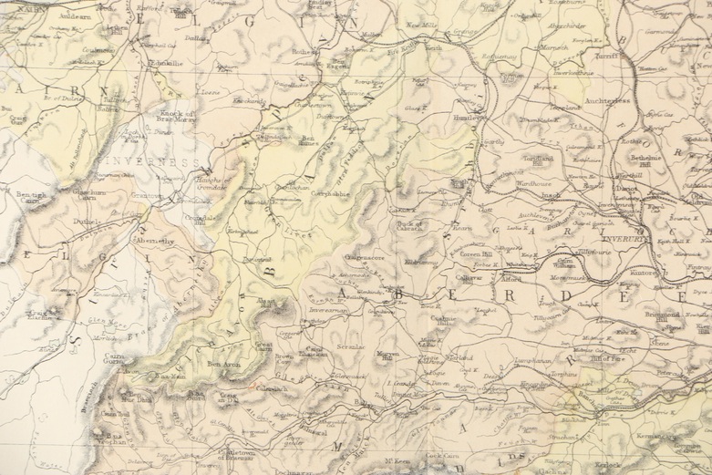 Framed Hand-Colored Etching "Map of Aberdeen"