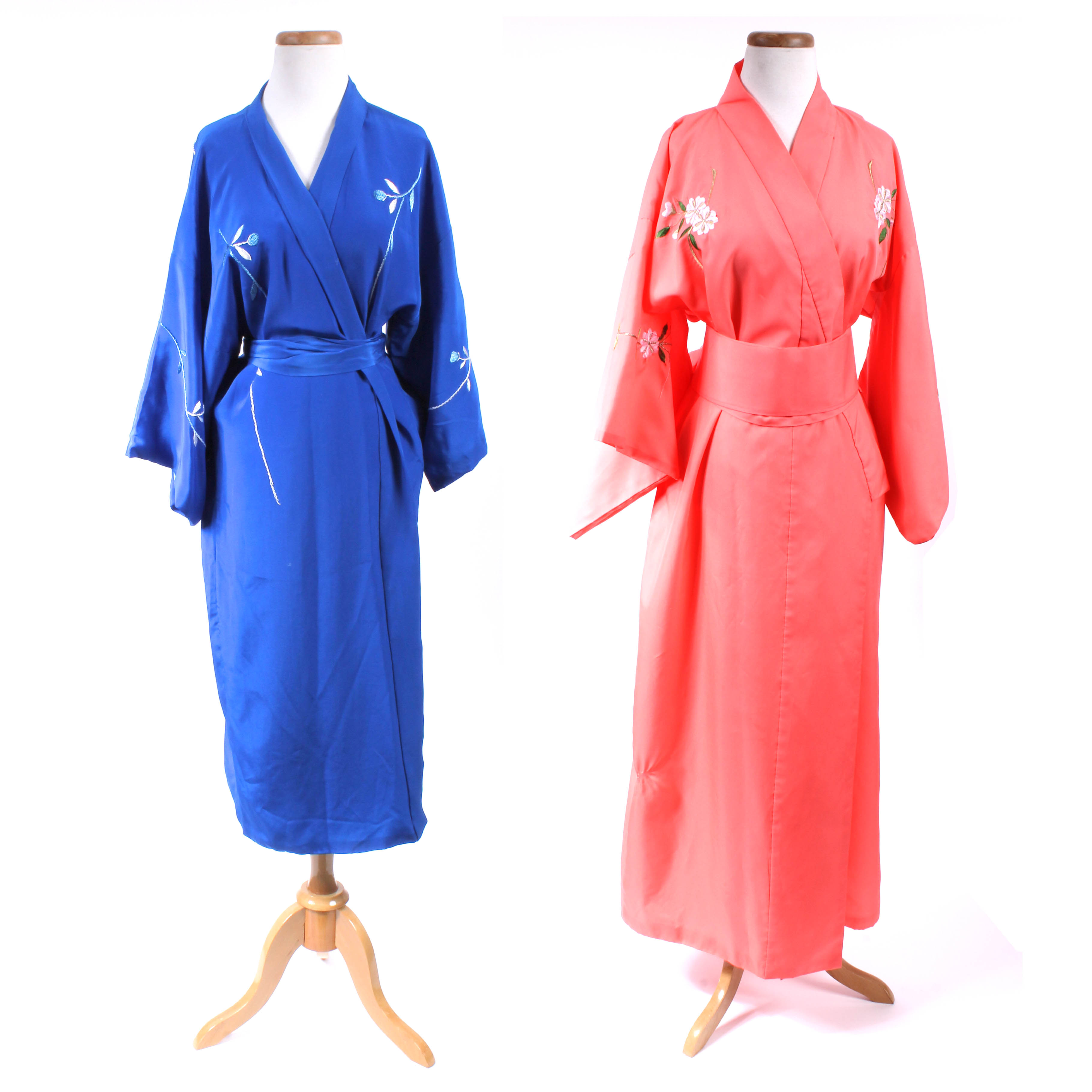 Pair of Japanese Embroidered Kimono-Style Robes