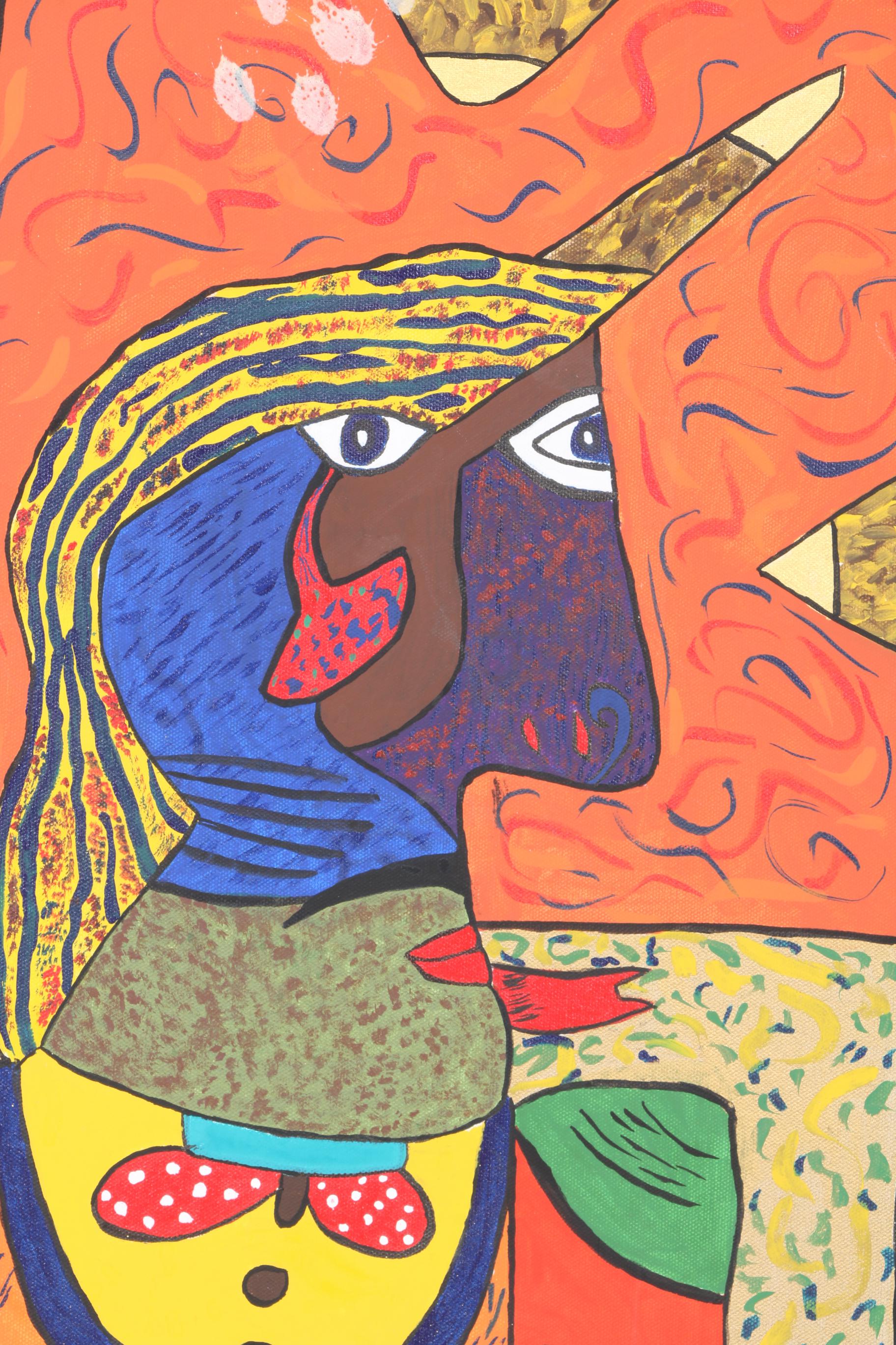 Modern Art Oil Painting on Canvas With Decorative Edges