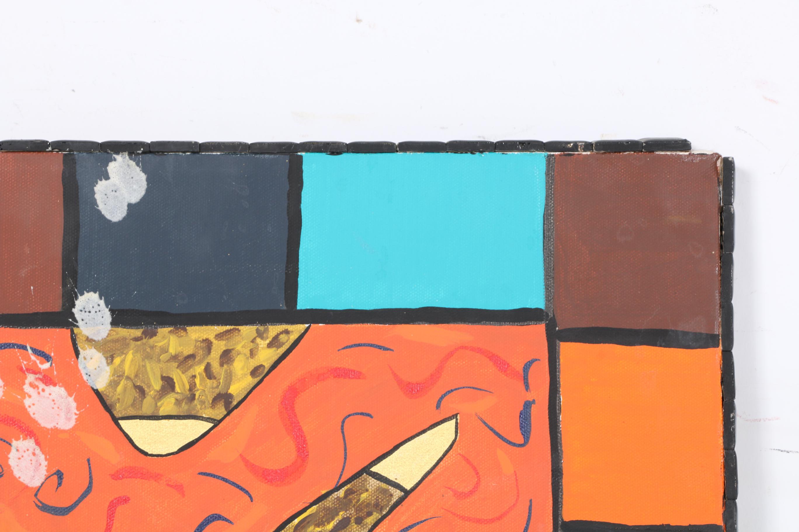 Modern Art Oil Painting on Canvas With Decorative Edges