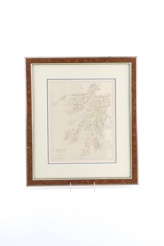 Framed Hand-Colored Etching "The Counties of Argyle and Bute"