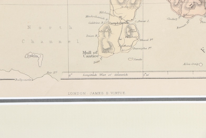 Framed Hand-Colored Etching "The Counties of Argyle and Bute"
