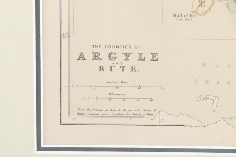 Framed Hand-Colored Etching "The Counties of Argyle and Bute"