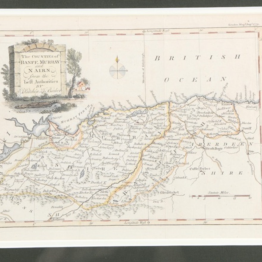 Hand-Colored Etching "The Counties of Banff, Murray and Nairn"