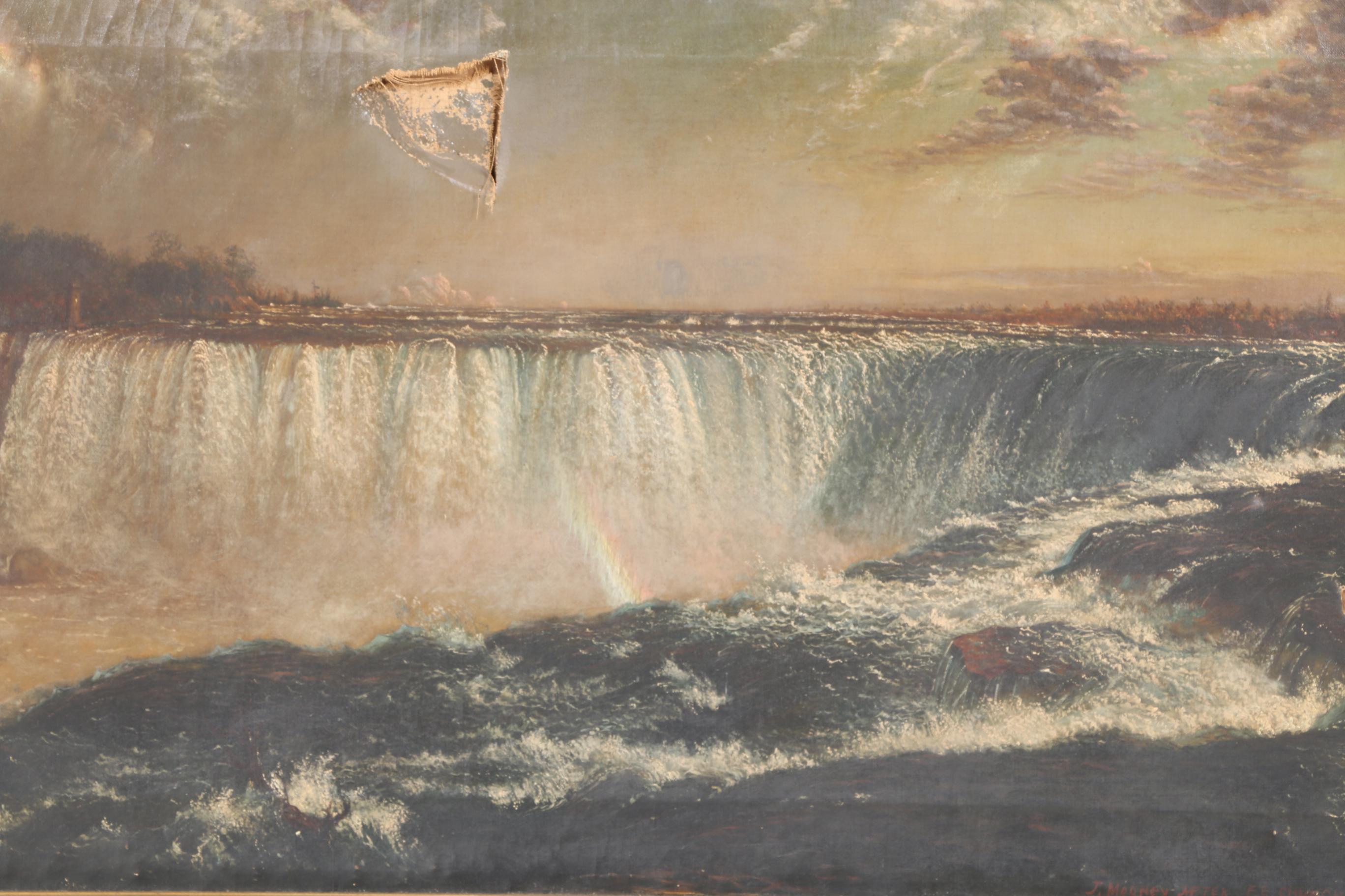 After Fredric Edwin Church Oil Painting on Canvas of "Niagra Falls"