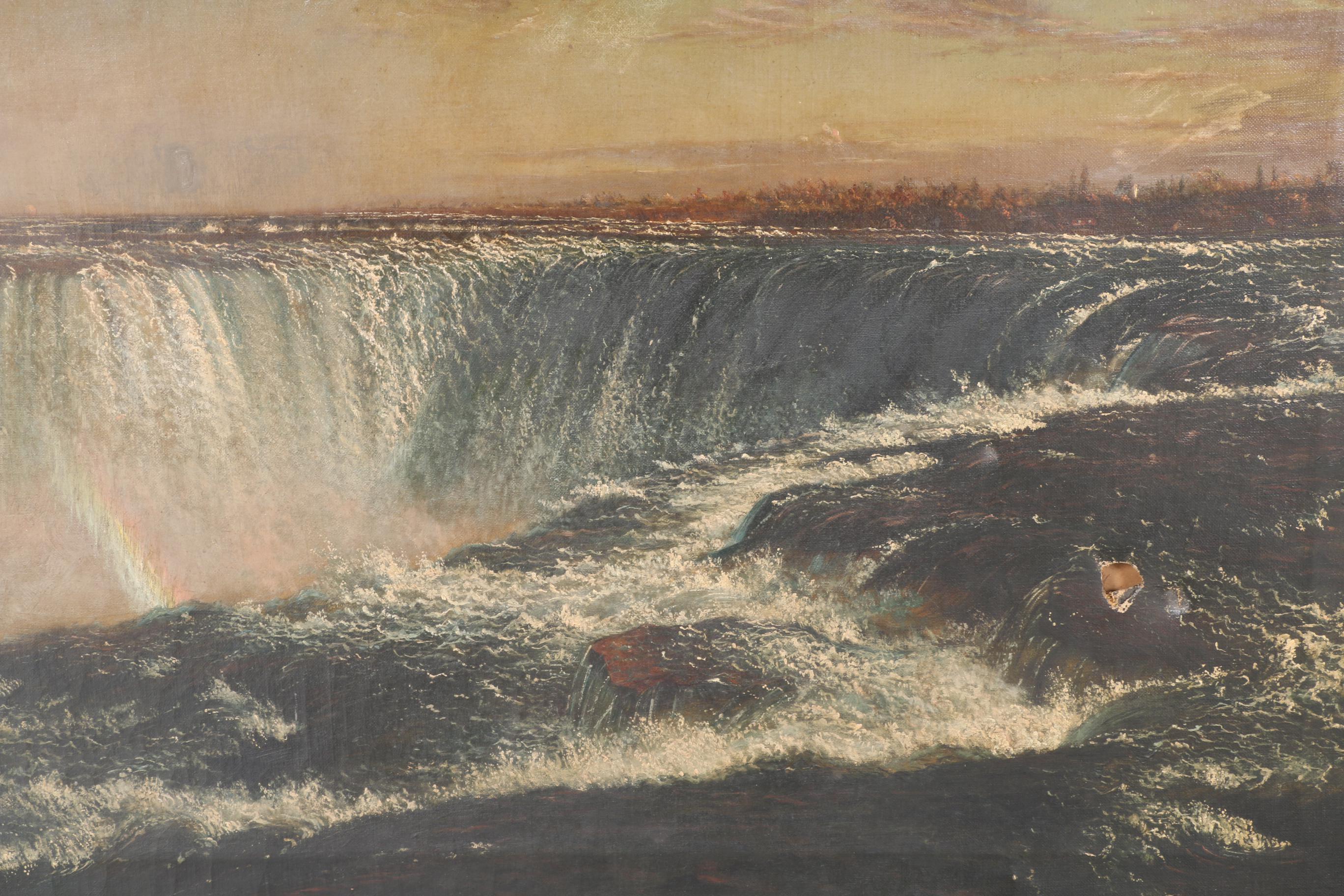 After Fredric Edwin Church Oil Painting on Canvas of "Niagra Falls"