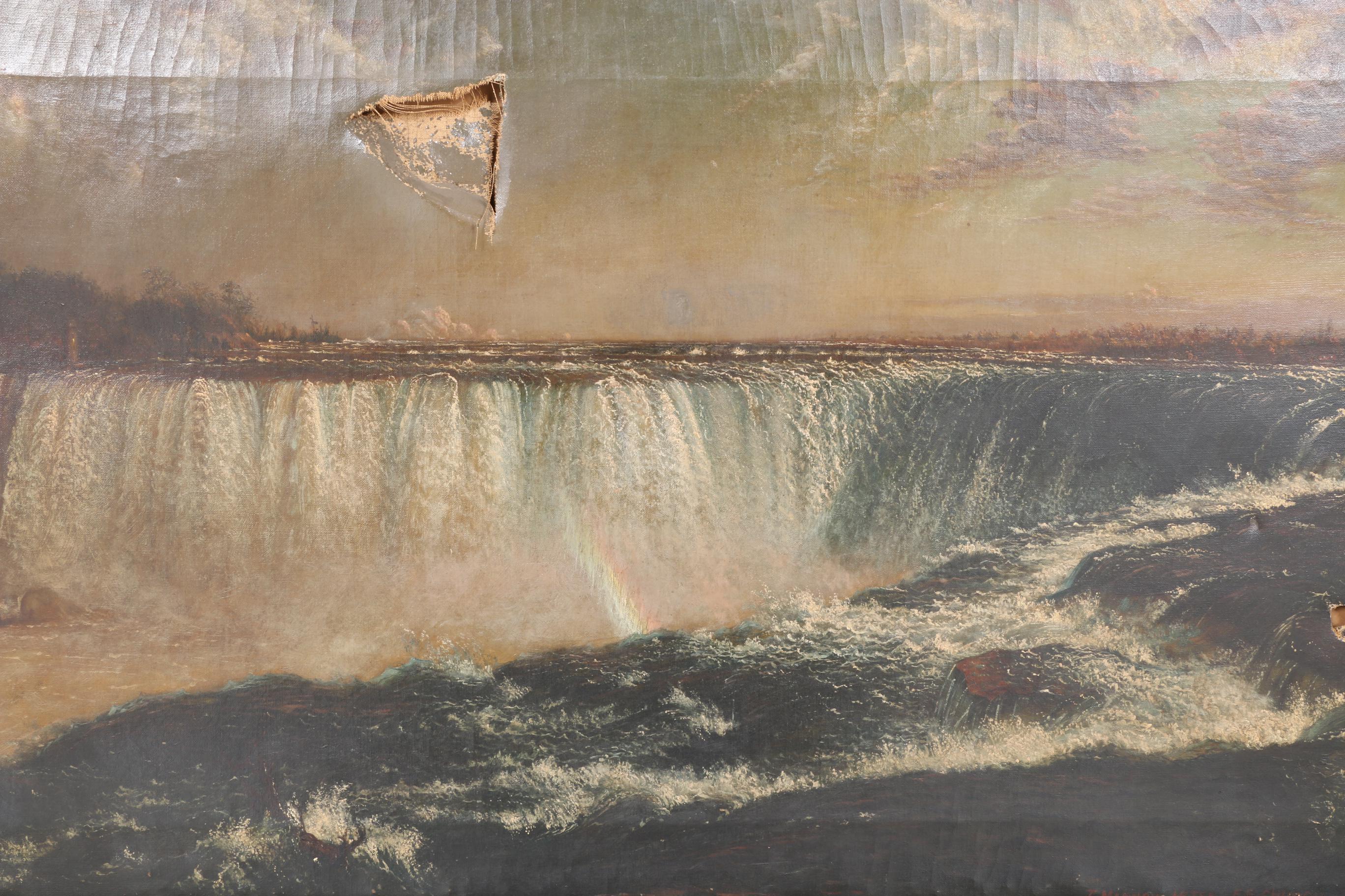 After Fredric Edwin Church Oil Painting on Canvas of "Niagra Falls"