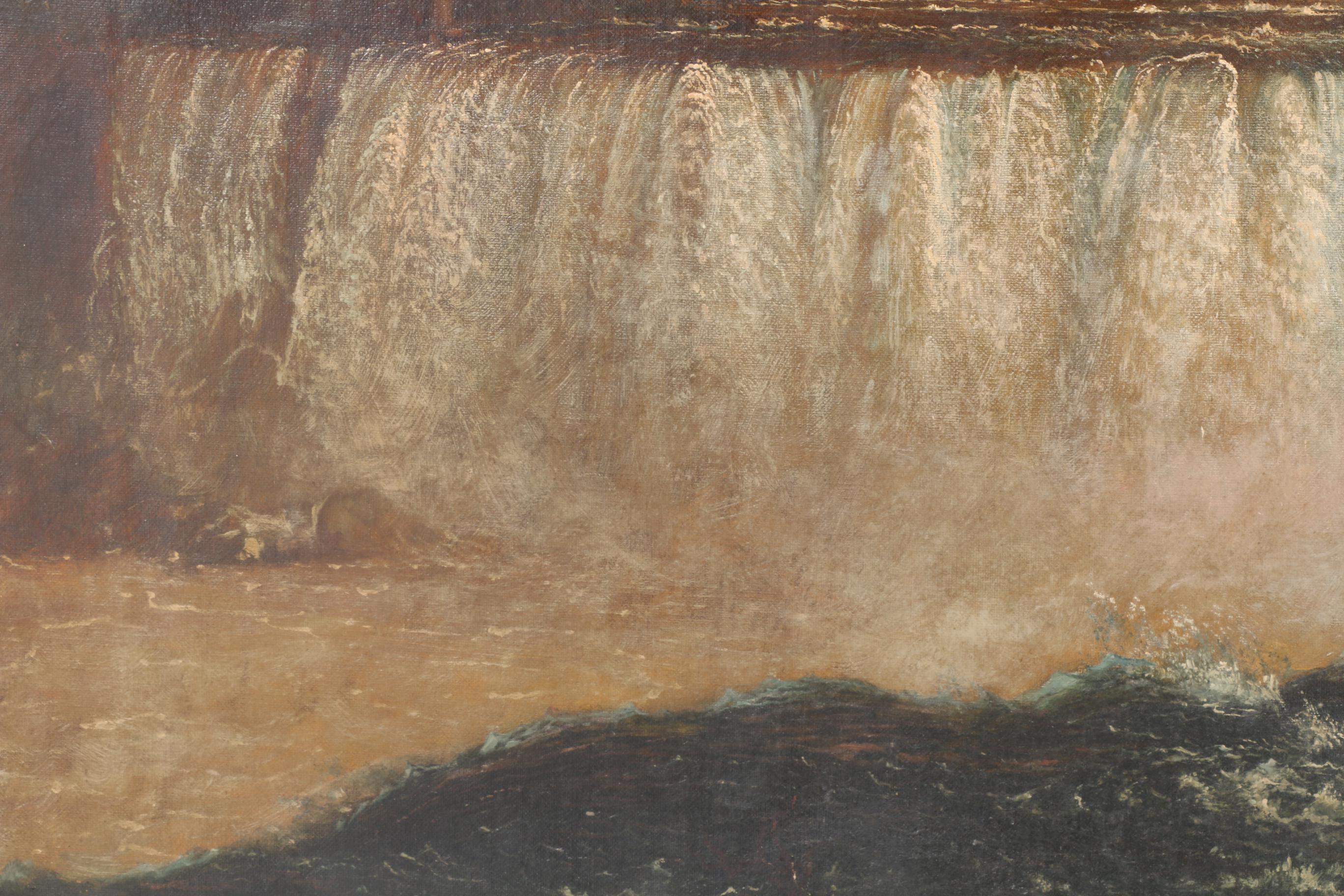 After Fredric Edwin Church Oil Painting on Canvas of "Niagra Falls"