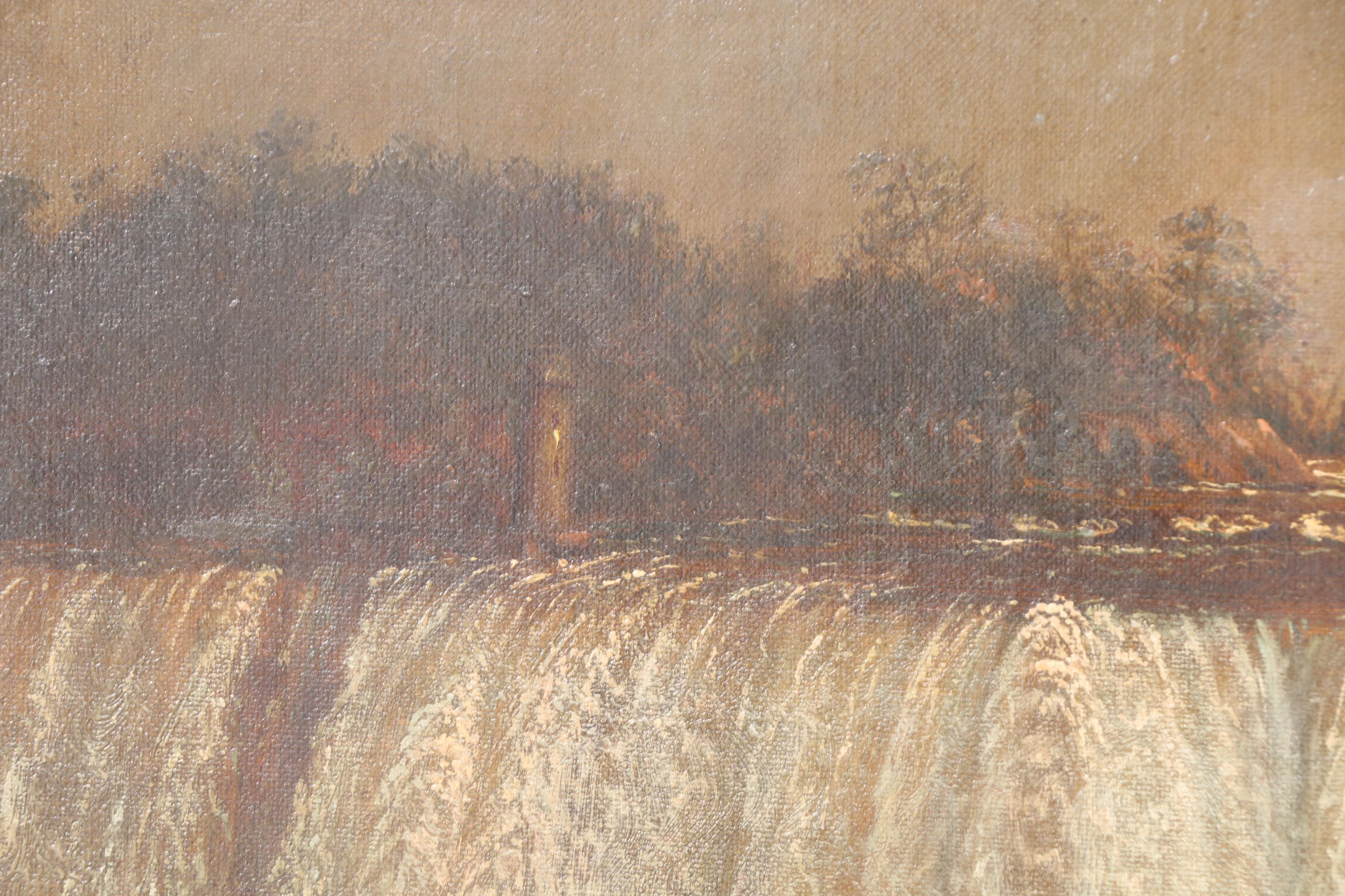After Fredric Edwin Church Oil Painting on Canvas of "Niagra Falls"