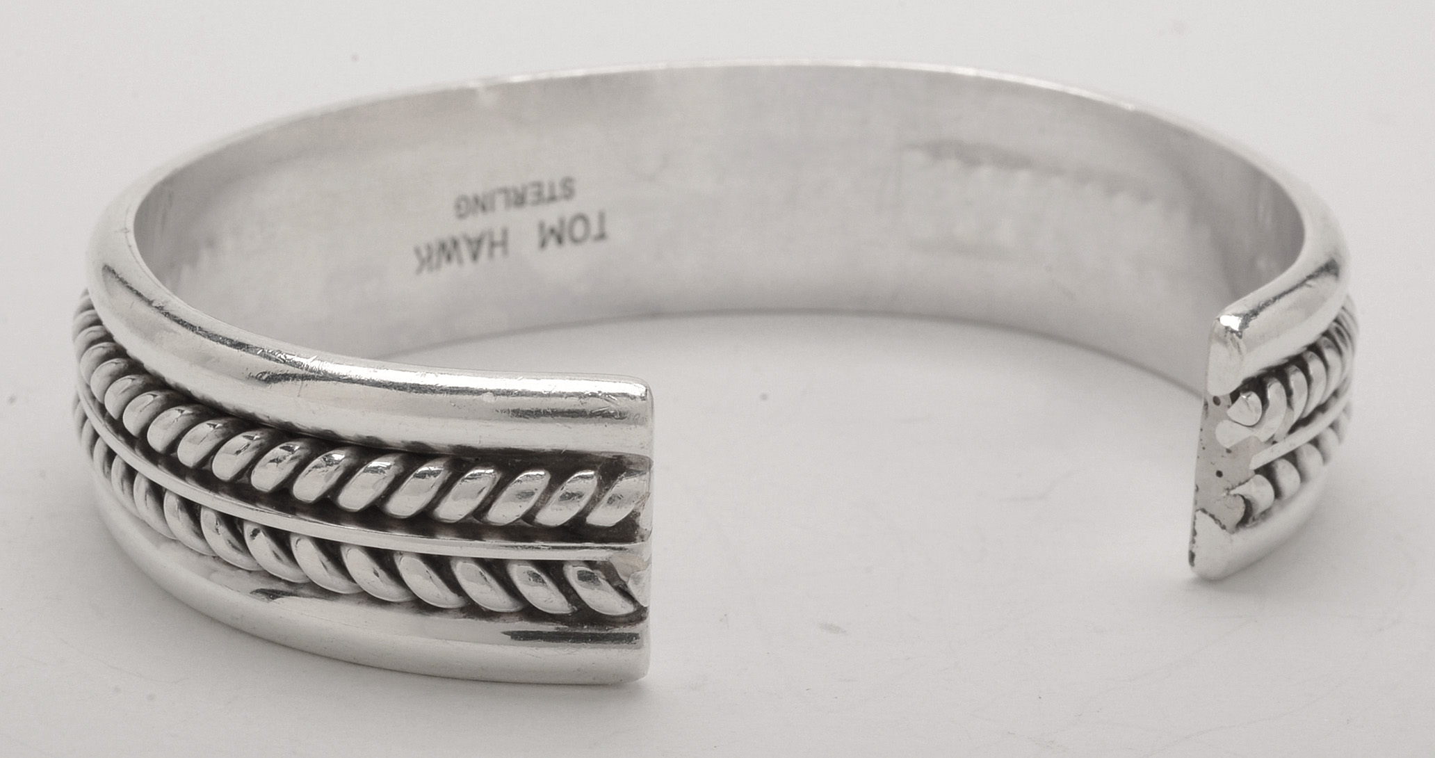 Tom Hawk Signed Native American Navajo Sterling Silver Cuff
