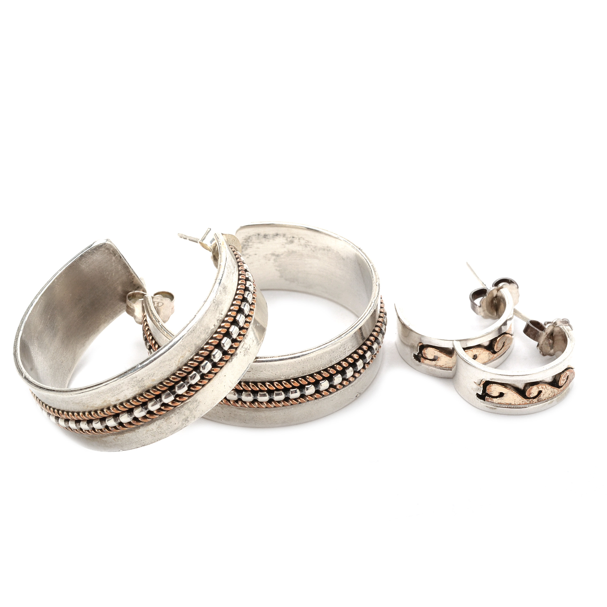 Native American Navajo Sterling and Gold Filled Pierced Earrings