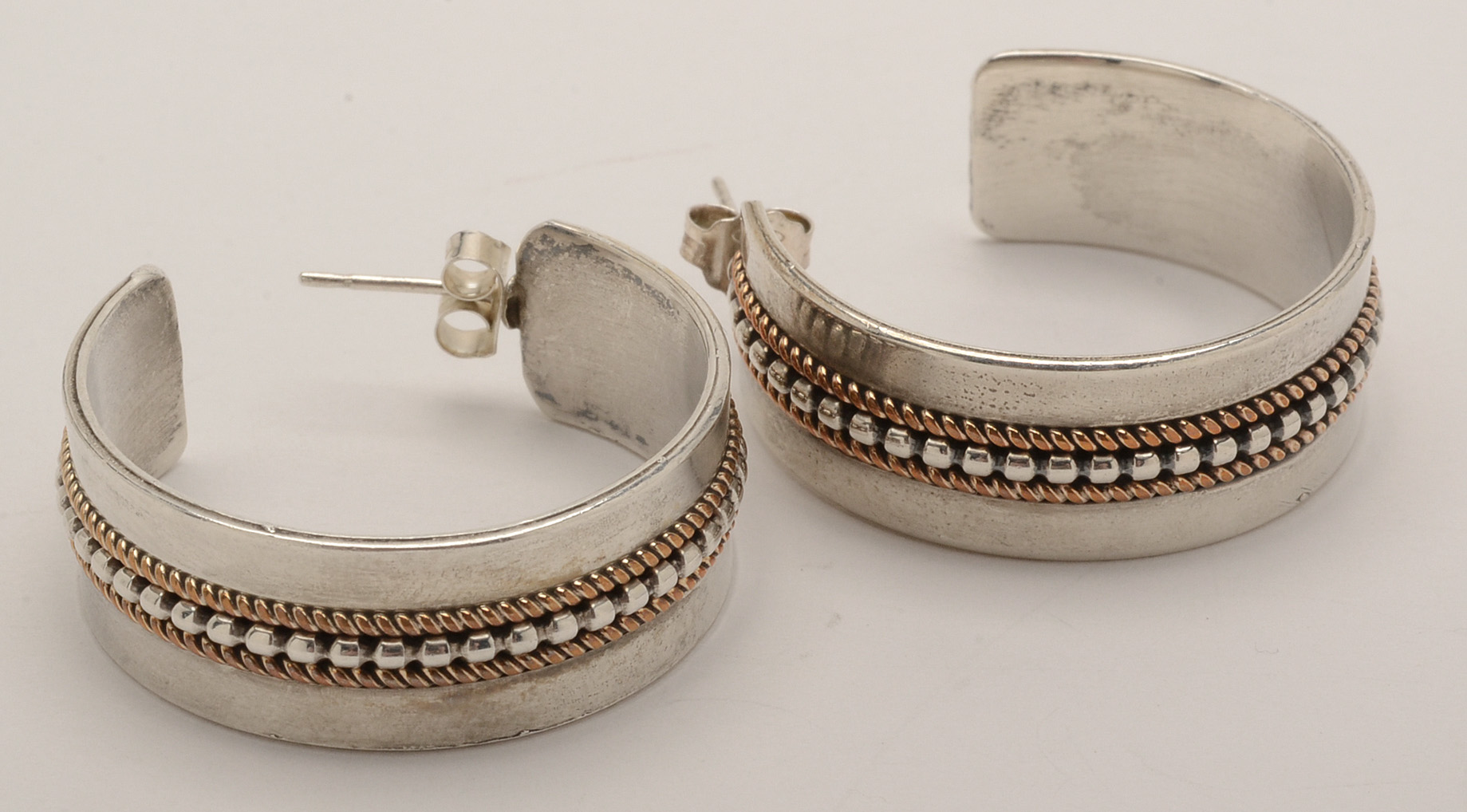 Native American Navajo Sterling and Gold Filled Pierced Earrings