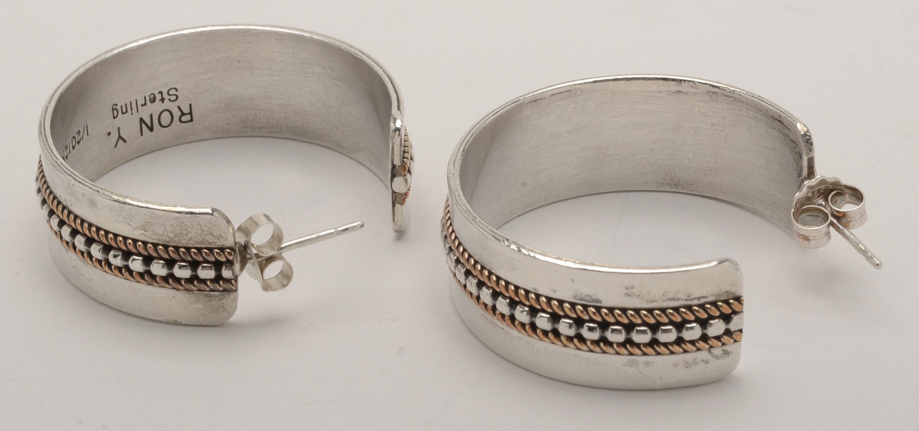 Native American Navajo Sterling and Gold Filled Pierced Earrings