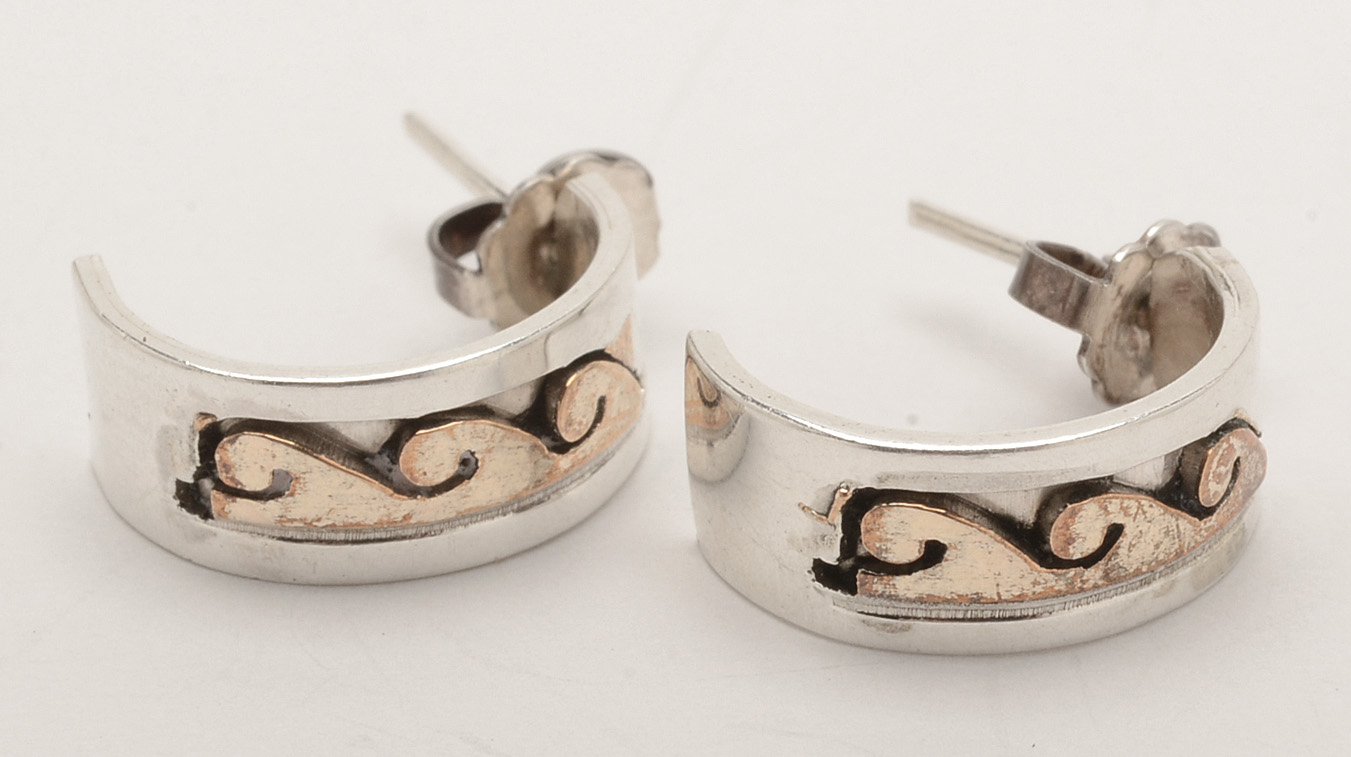 Native American Navajo Sterling and Gold Filled Pierced Earrings