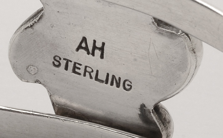 Signed Native American Navajo Style Sterling and Malachite Cuff