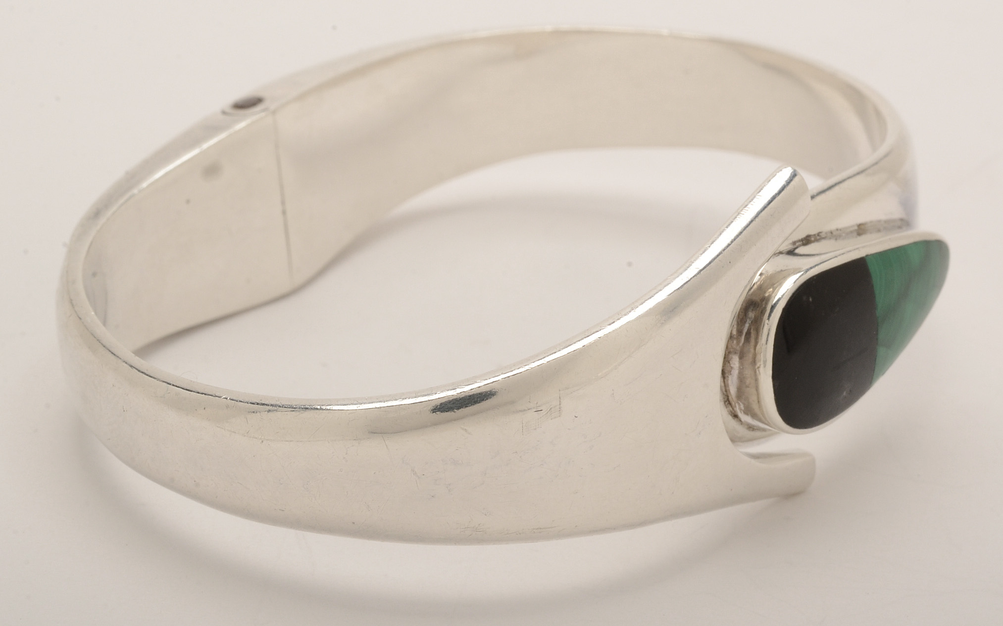 Vintage Taxco Mexico Sterling, Black Onyx and Malachite Bracelet