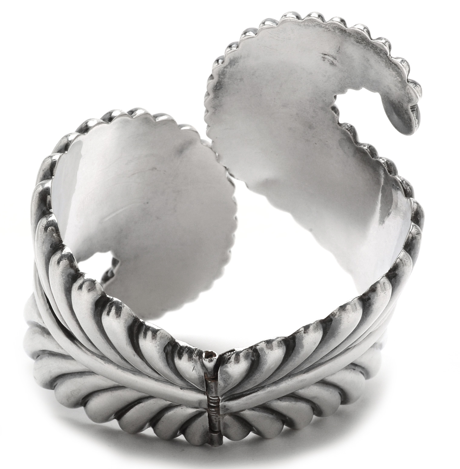 Vintage Taxco Mexico Sterling Silver Hinged Clamper Bracelet