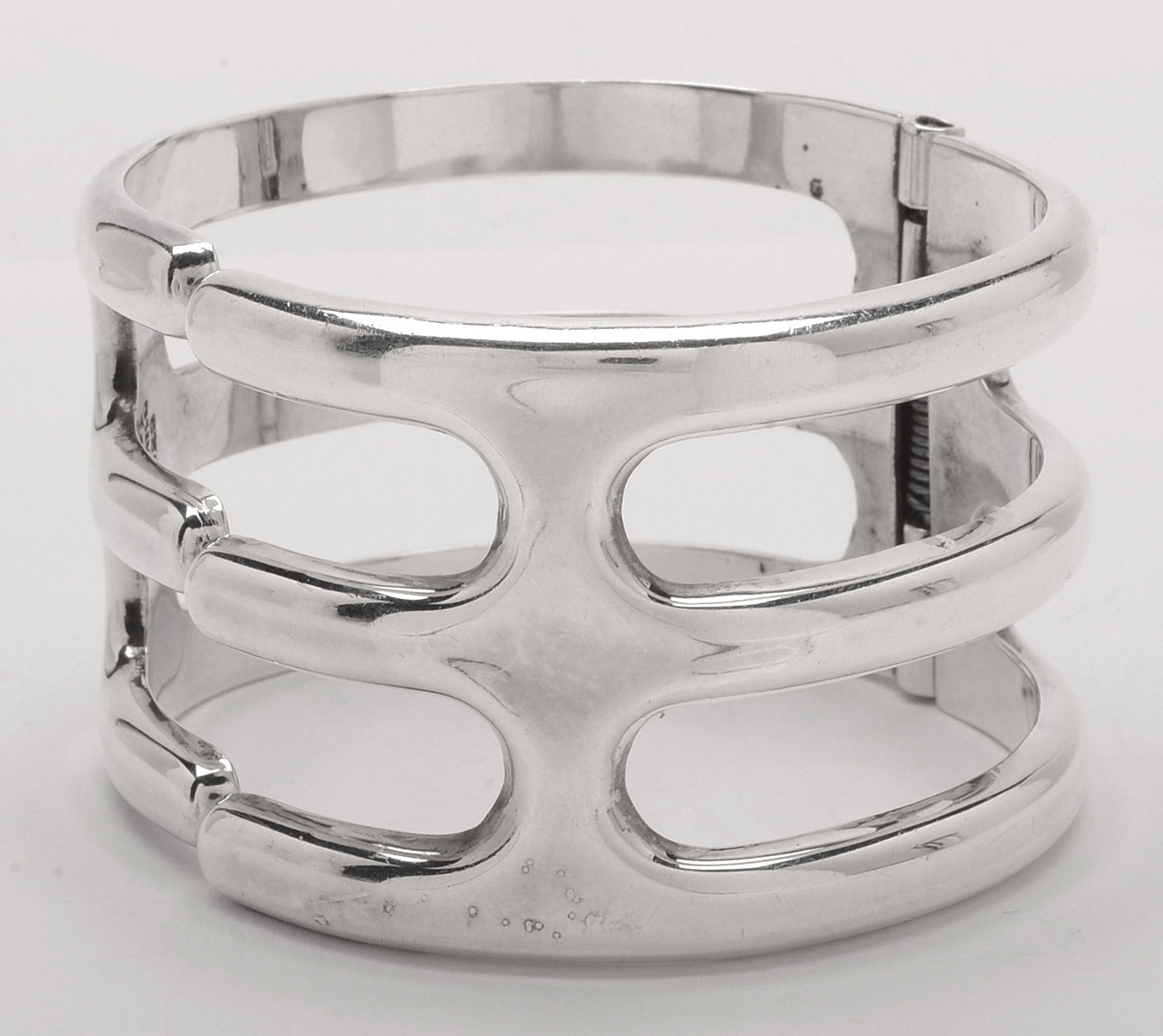 Vintage Taxco Mexico Sterling Silver Hinged Clamper Bracelet