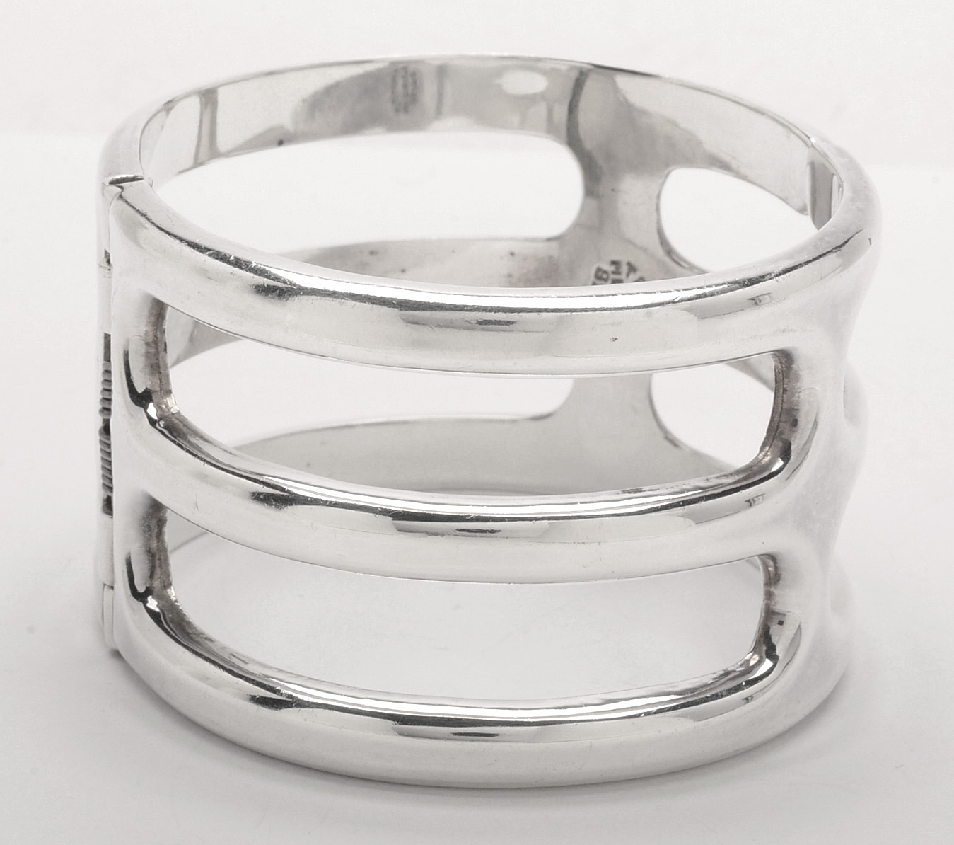 Vintage Taxco Mexico Sterling Silver Hinged Clamper Bracelet