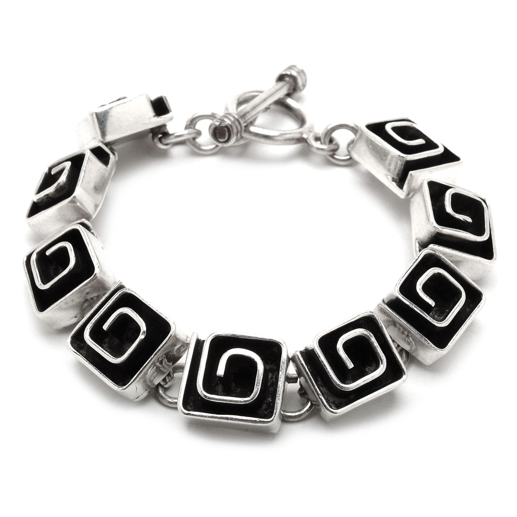 Vintage Taxco Mexico Sterling Silver Link Bracelet