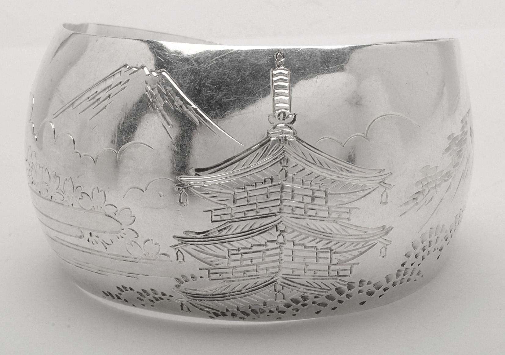 Vintage Peruvian Sterling Figural Link Bracelet and Engraved Cuff