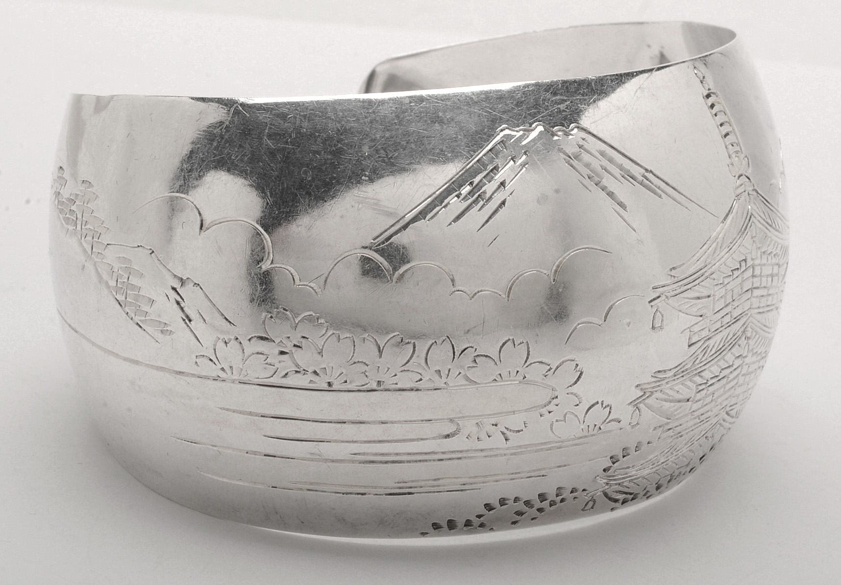 Vintage Peruvian Sterling Figural Link Bracelet and Engraved Cuff