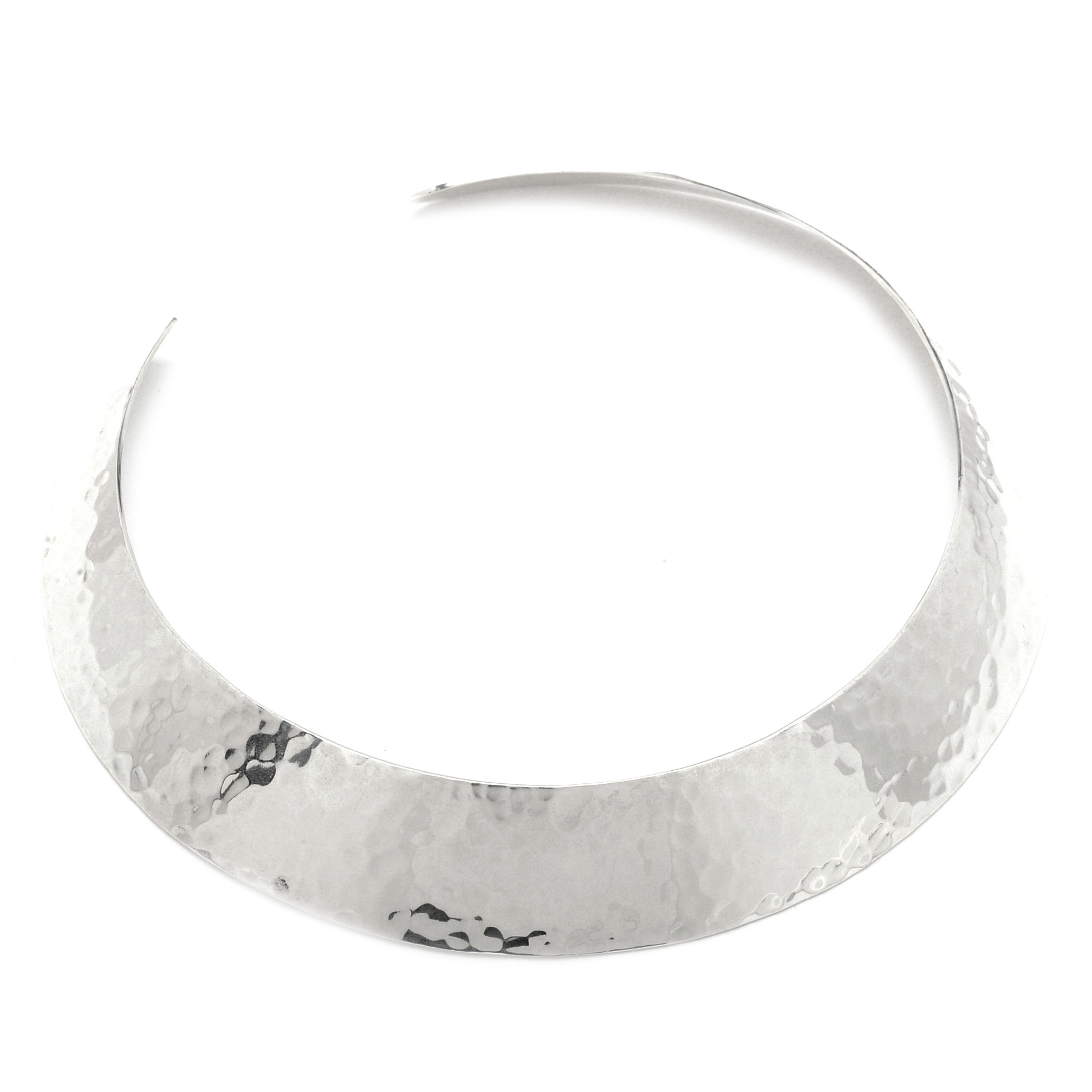 Vintage Taxco Mexico Sterling Silver Hammered Collar Necklace