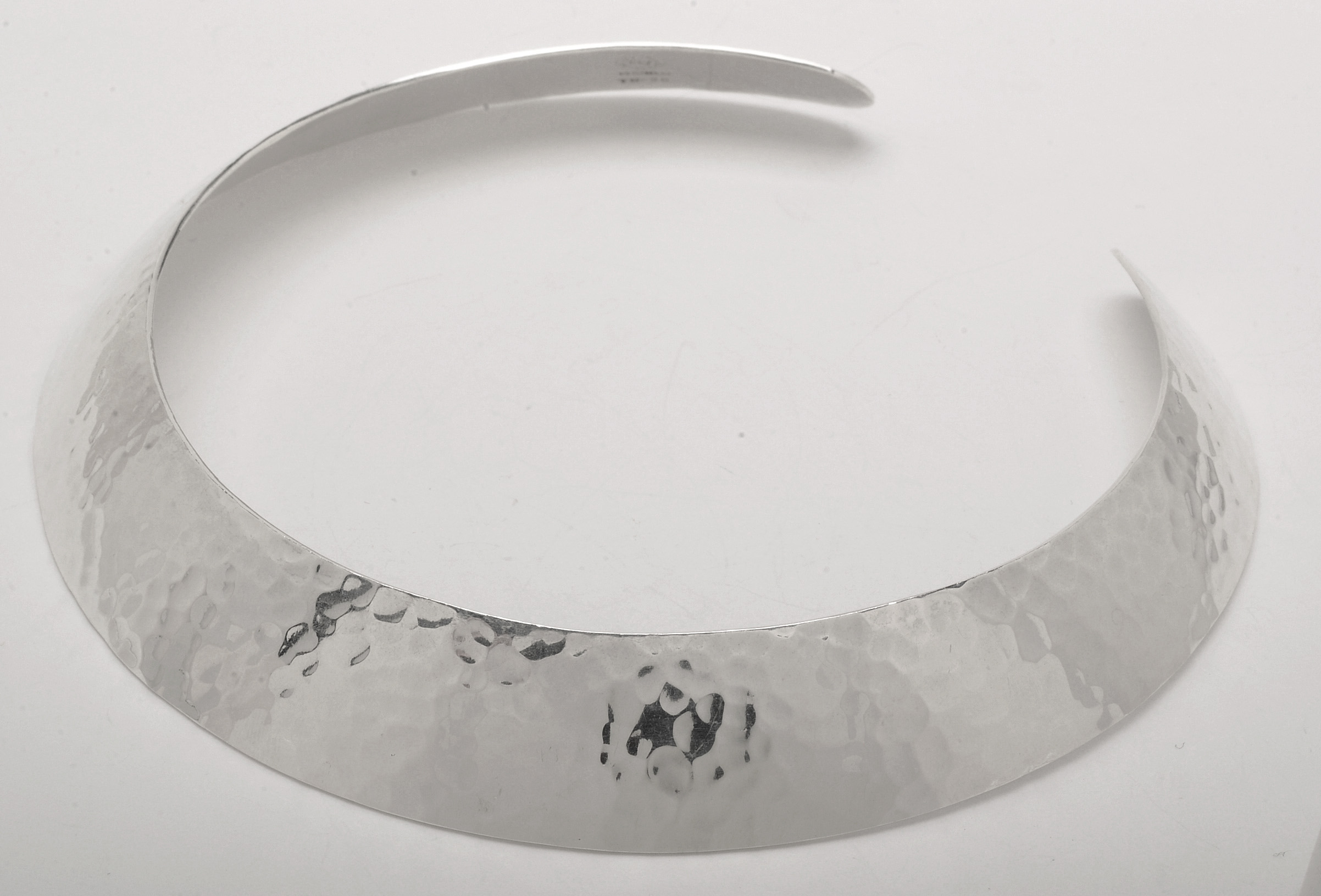 Vintage Taxco Mexico Sterling Silver Hammered Collar Necklace