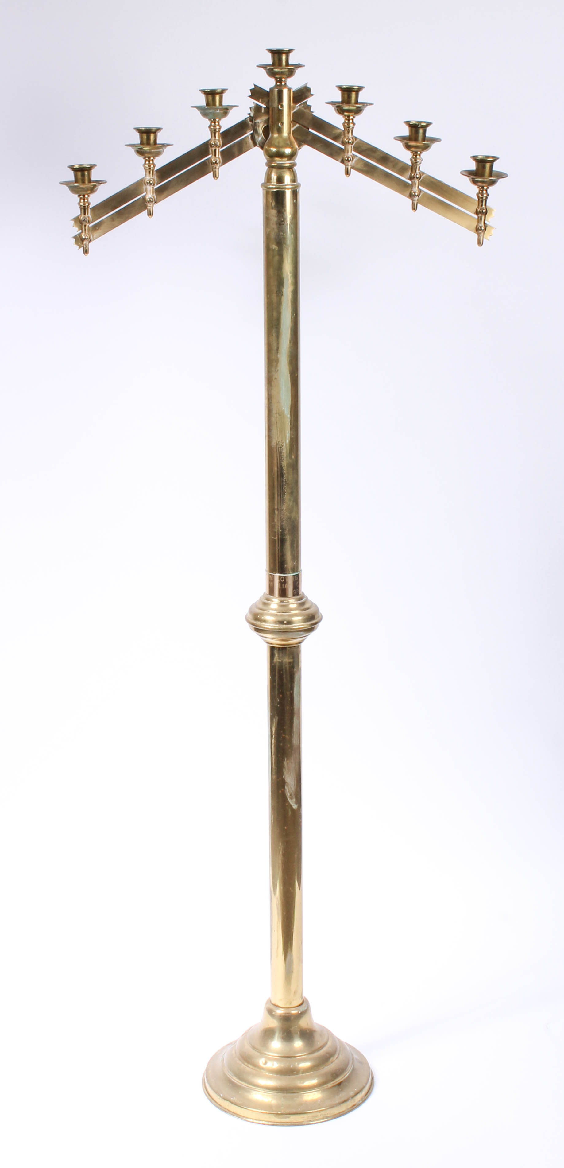 Pair of Large Brass Candleholders with Adjustable Tops