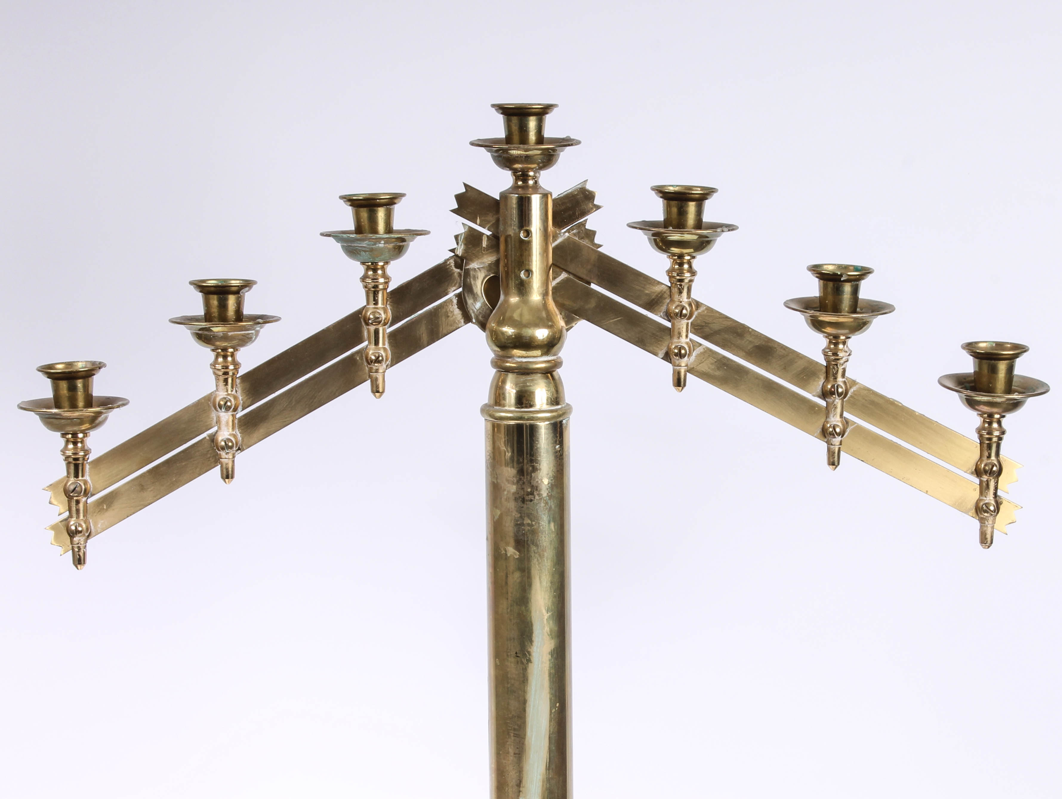 Pair of Large Brass Candleholders with Adjustable Tops