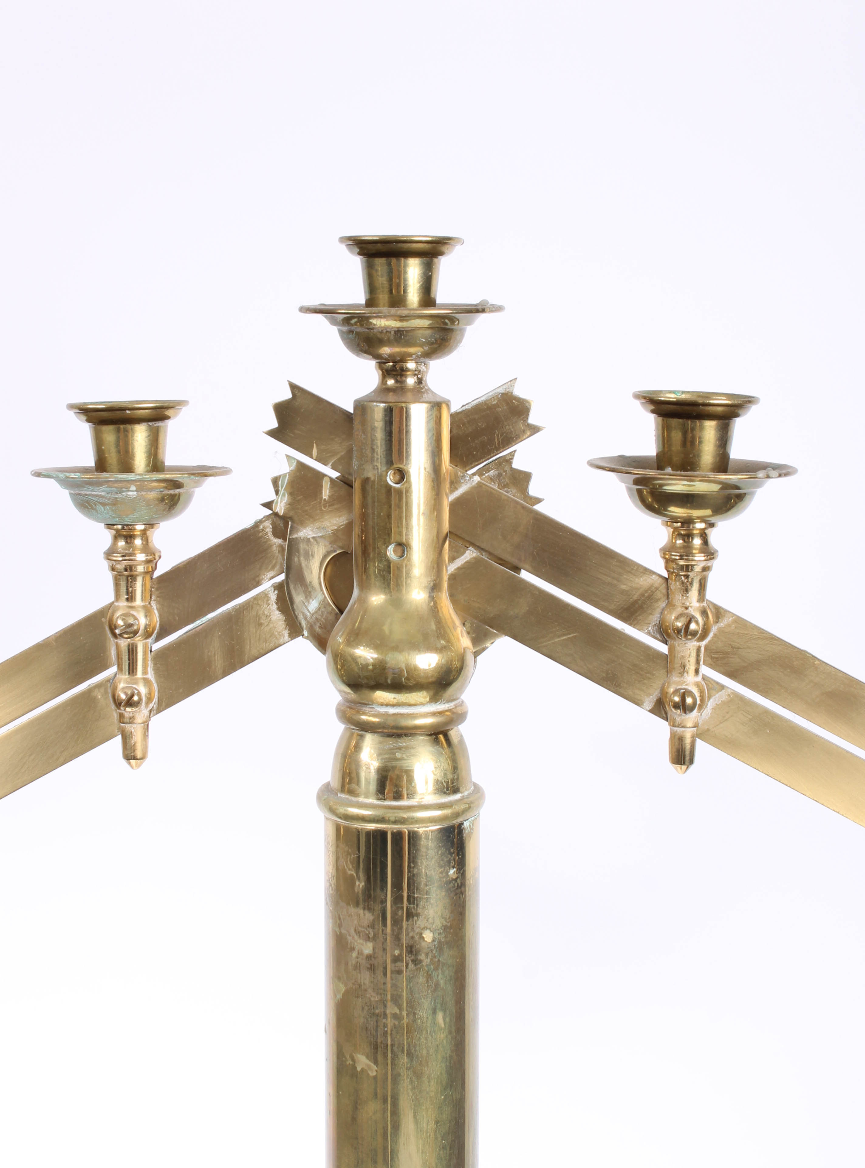 Pair of Large Brass Candleholders with Adjustable Tops