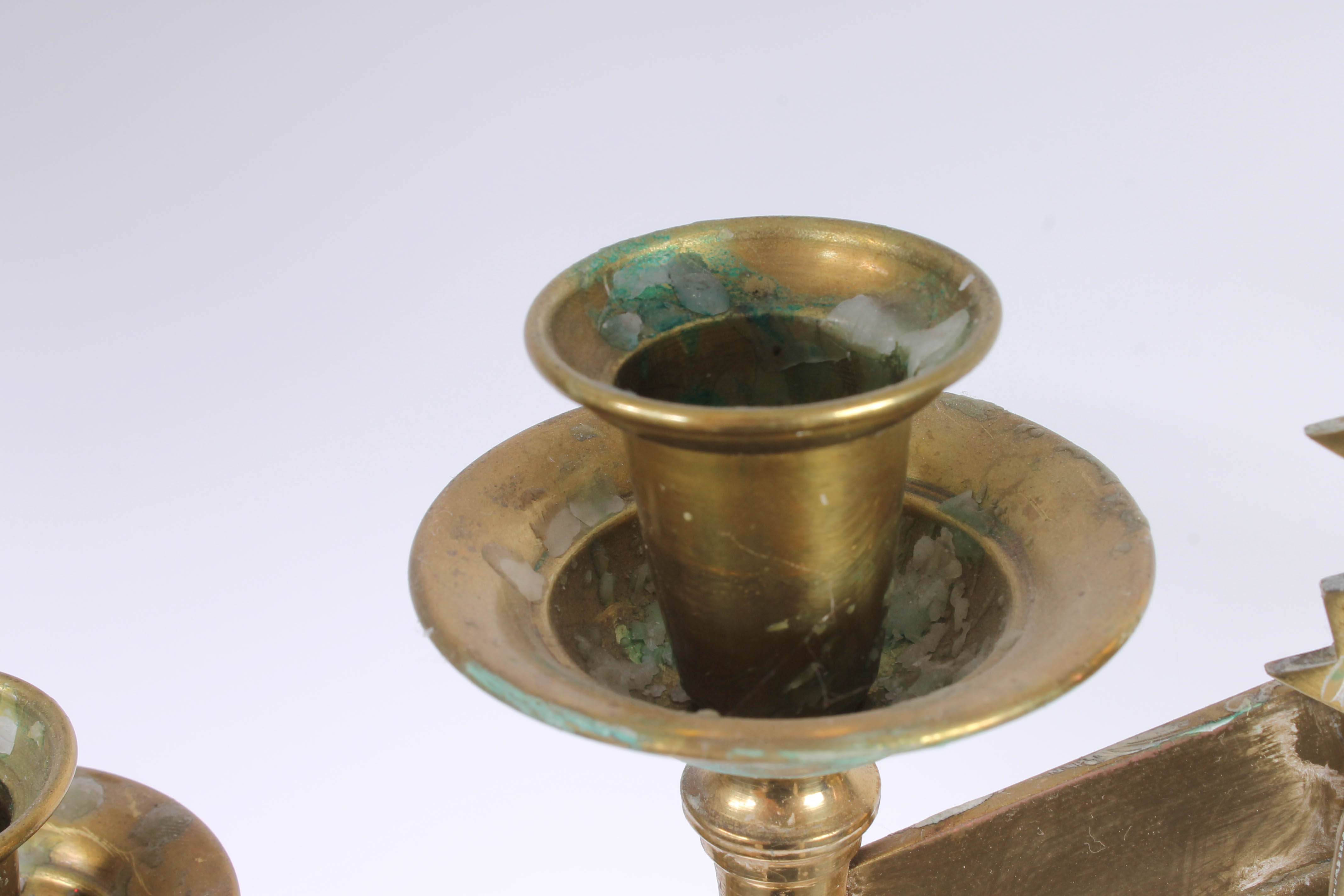 Pair of Large Brass Candleholders with Adjustable Tops