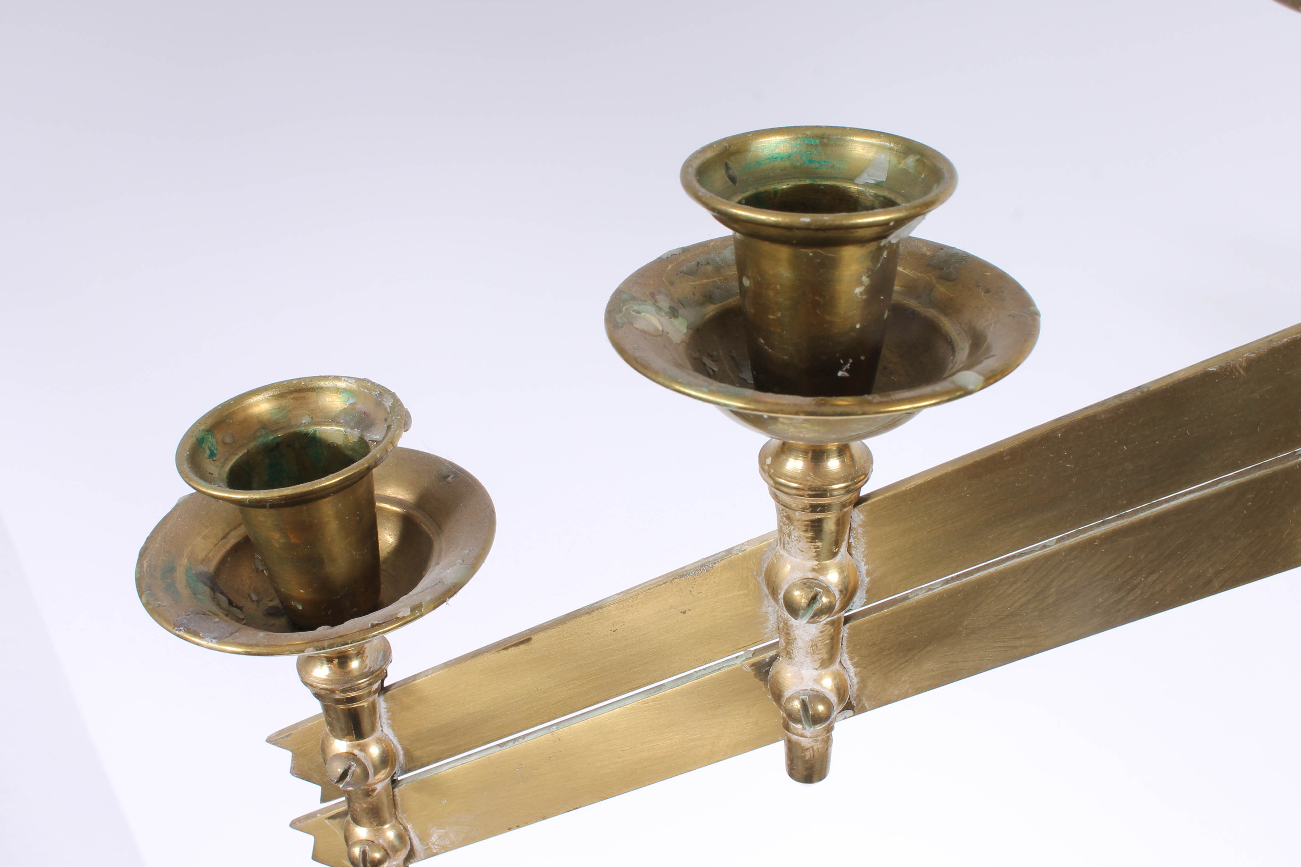 Pair of Large Brass Candleholders with Adjustable Tops