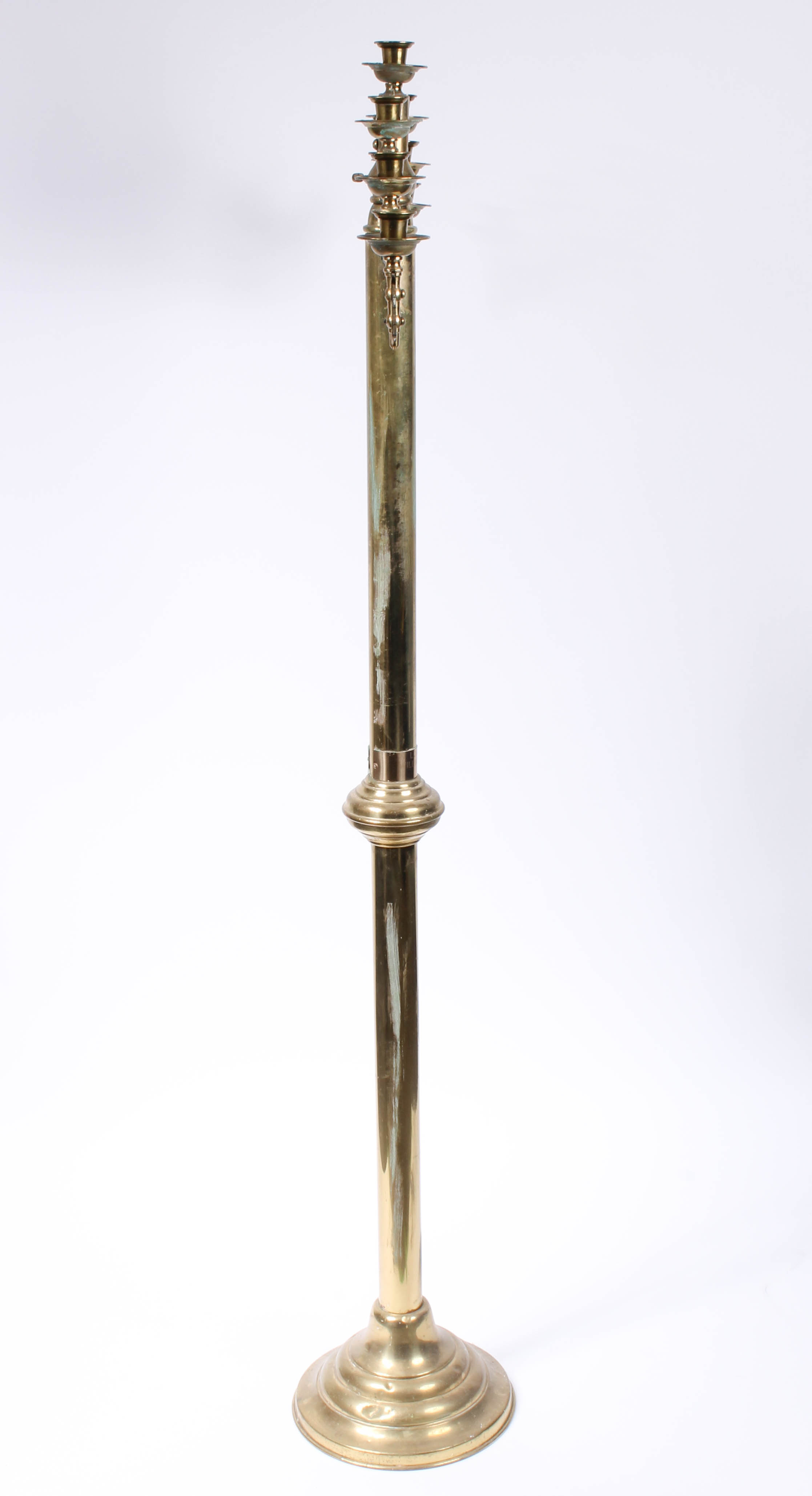 Pair of Large Brass Candleholders with Adjustable Tops