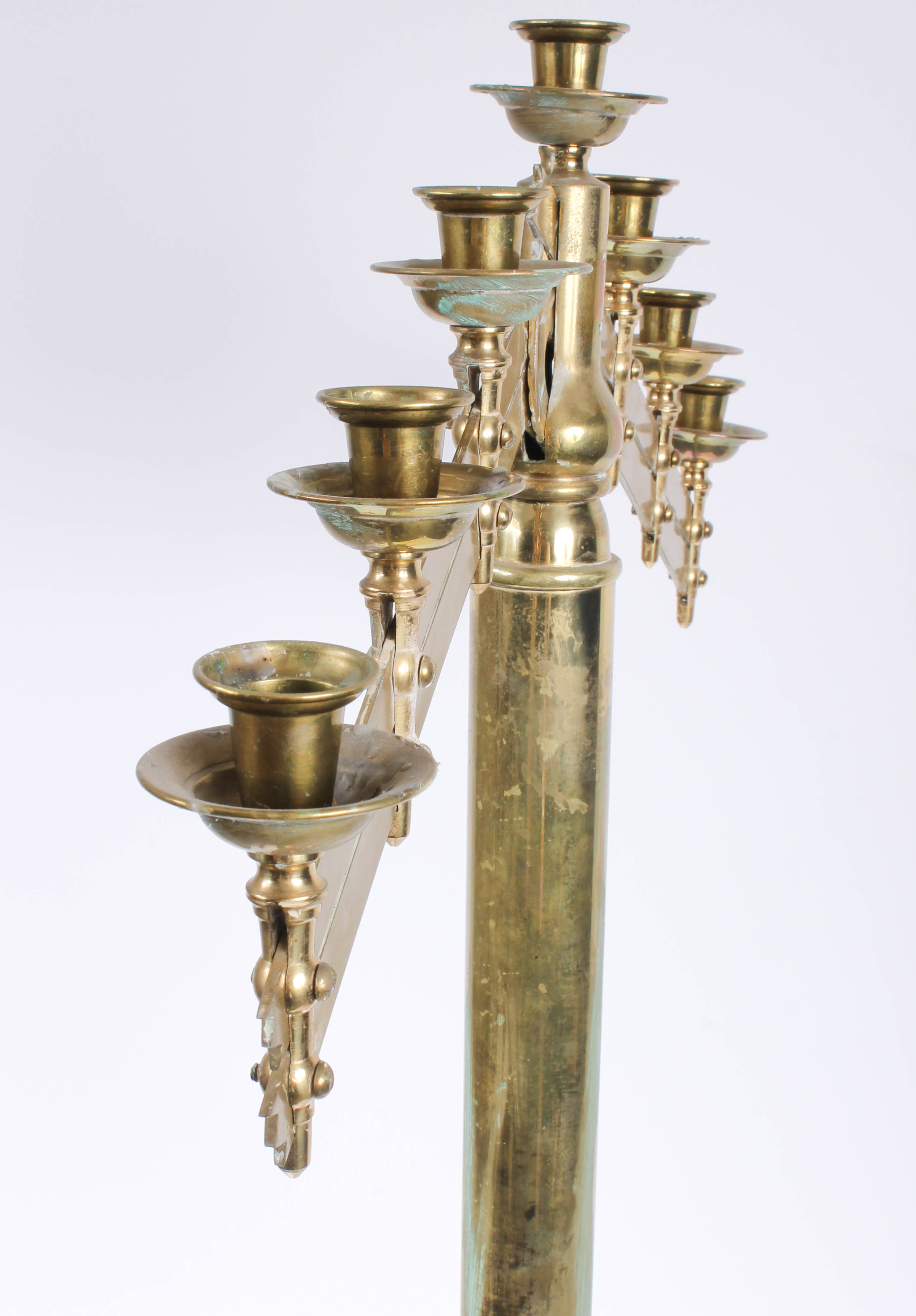 Pair of Large Brass Candleholders with Adjustable Tops